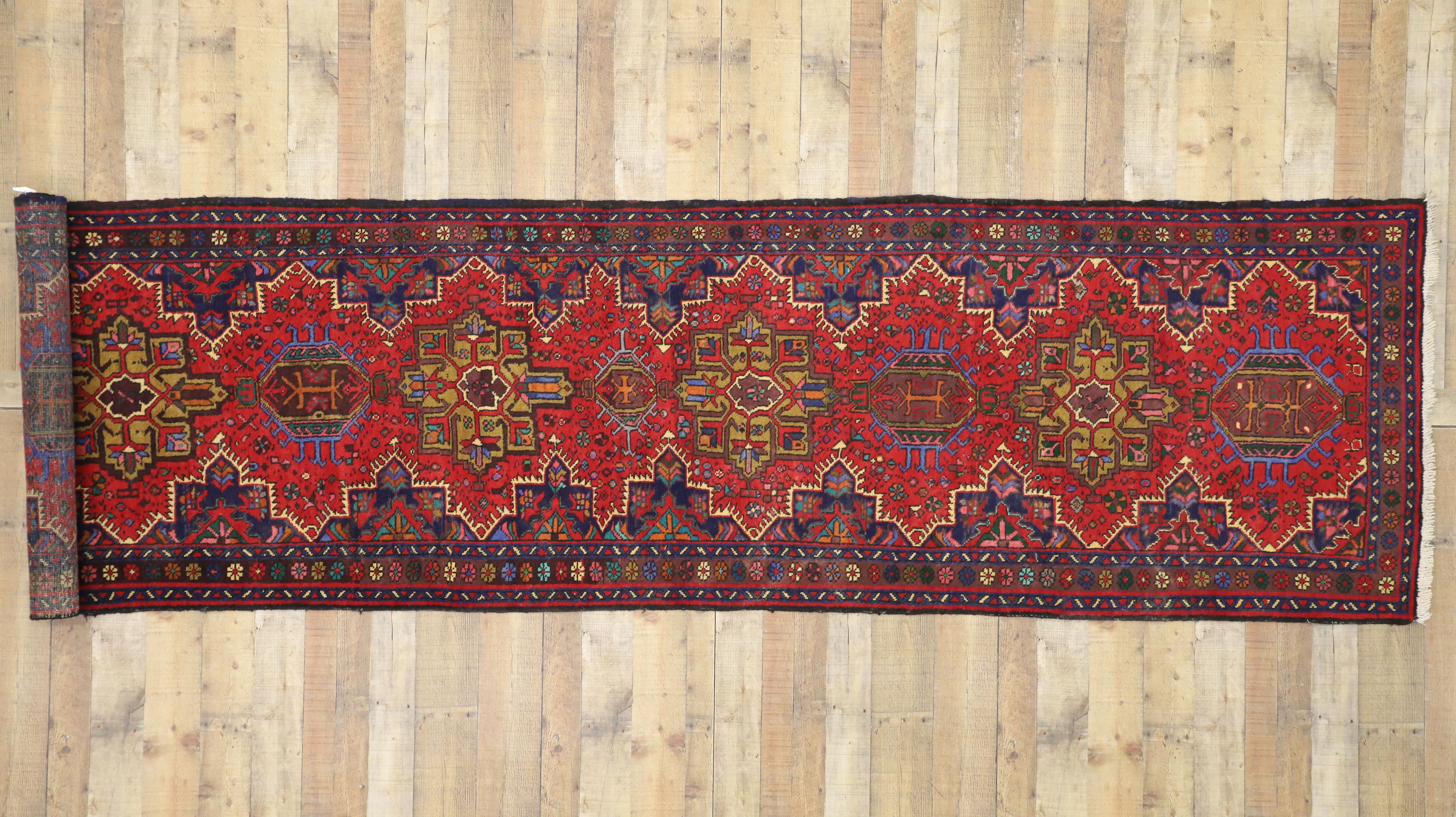 Vintage Persian Heriz Rug Carpet Runner  For Sale 1