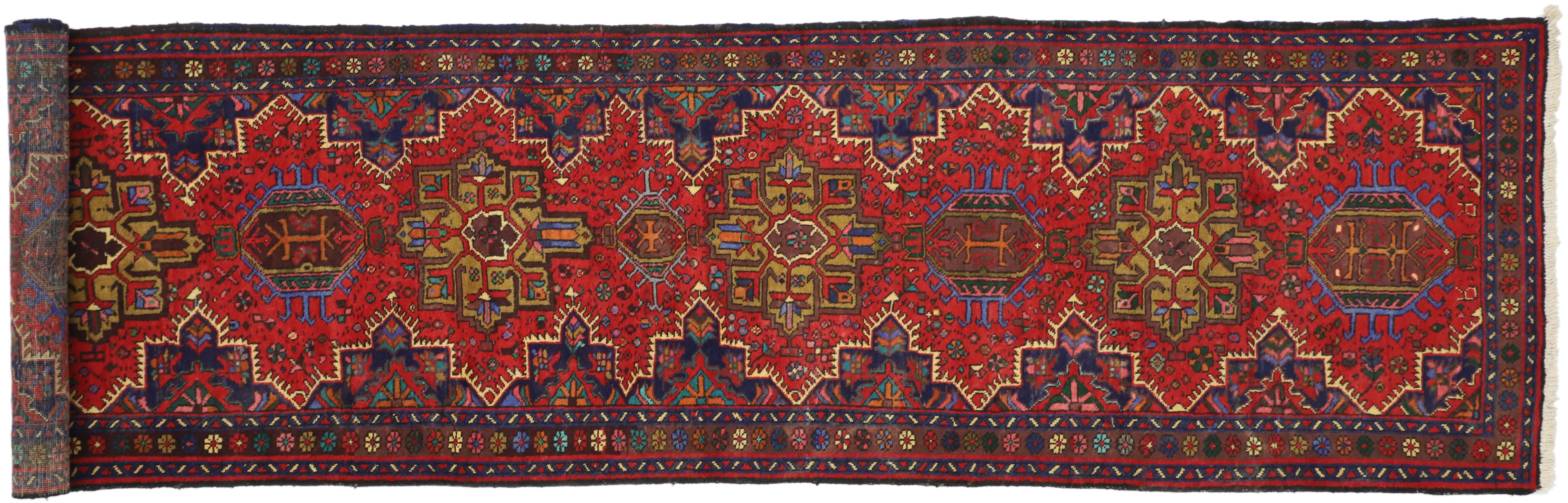 Vintage Persian Heriz Rug Carpet Runner  For Sale 2