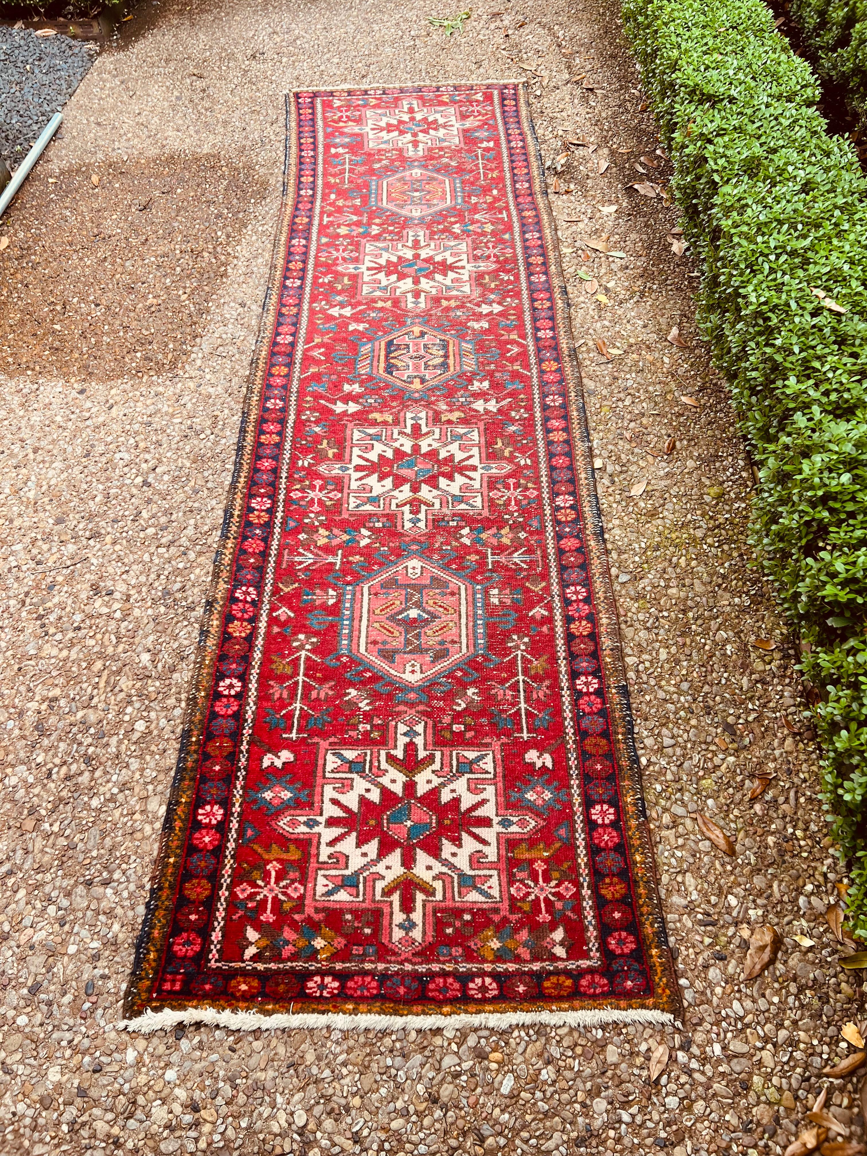 Vintage Persian Heriz Karajeh Runner 2'6