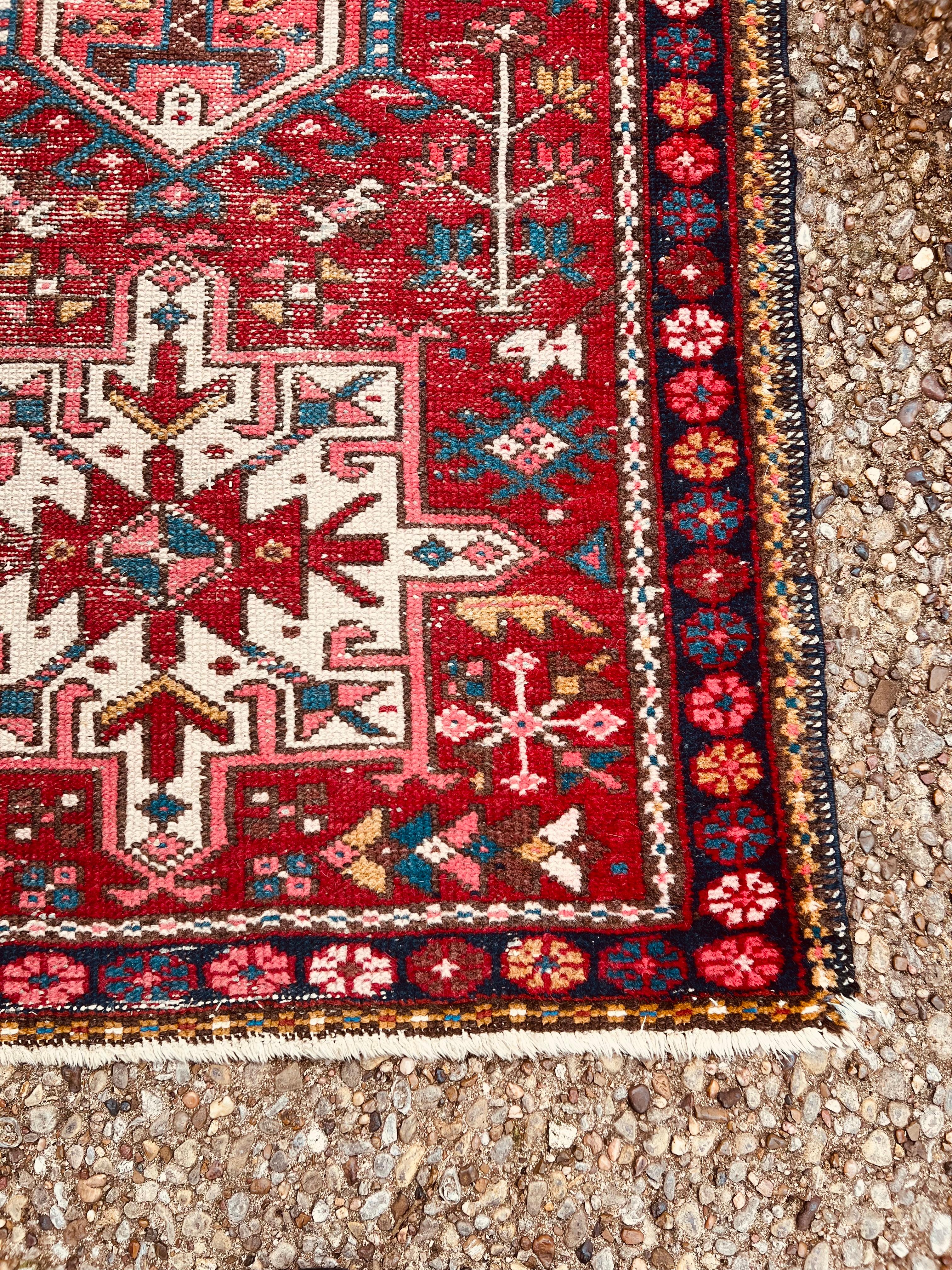 Mid-20th Century Vintage Persian Heriz Karajeh Runner 2'6