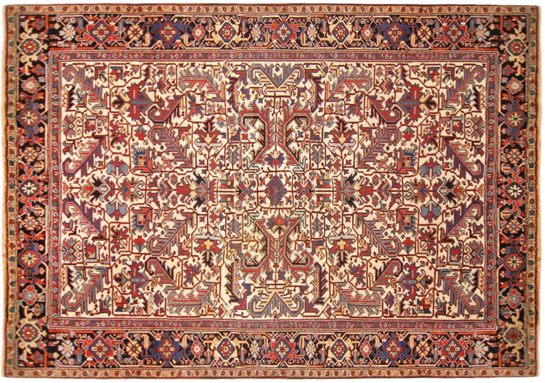 Vintage Persian Heriz Oriental Rug, in Room size, with Ivory Field & Geometric  For Sale