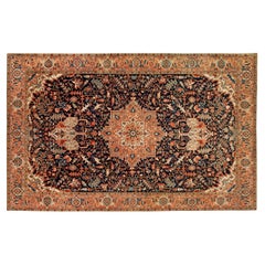 Vintage Persian Heriz Oriental Rug, Room Size, W/ Central Medallion