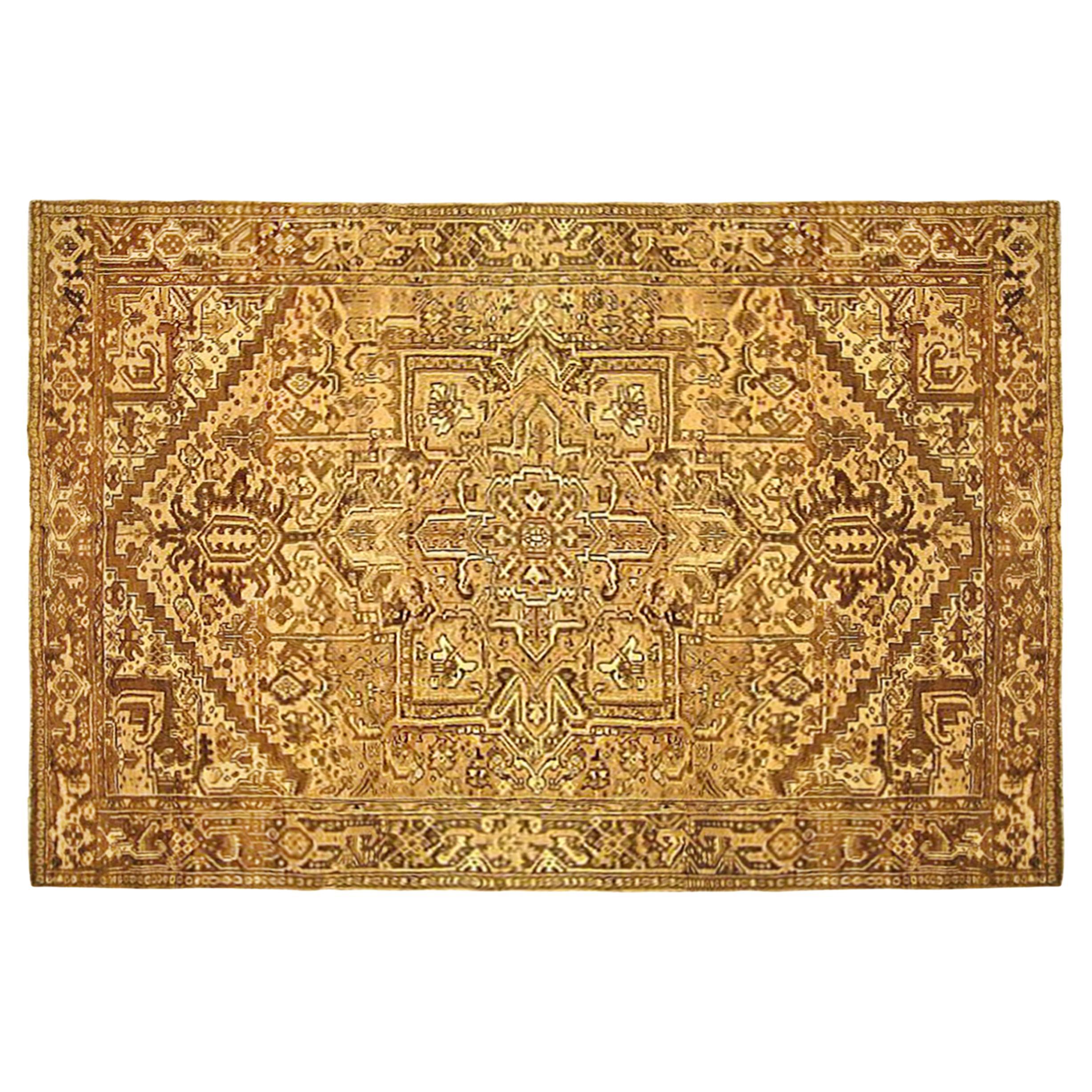 Vintage Persian Heriz Oriental Rug, Room Size, W/ Central Medallion For Sale