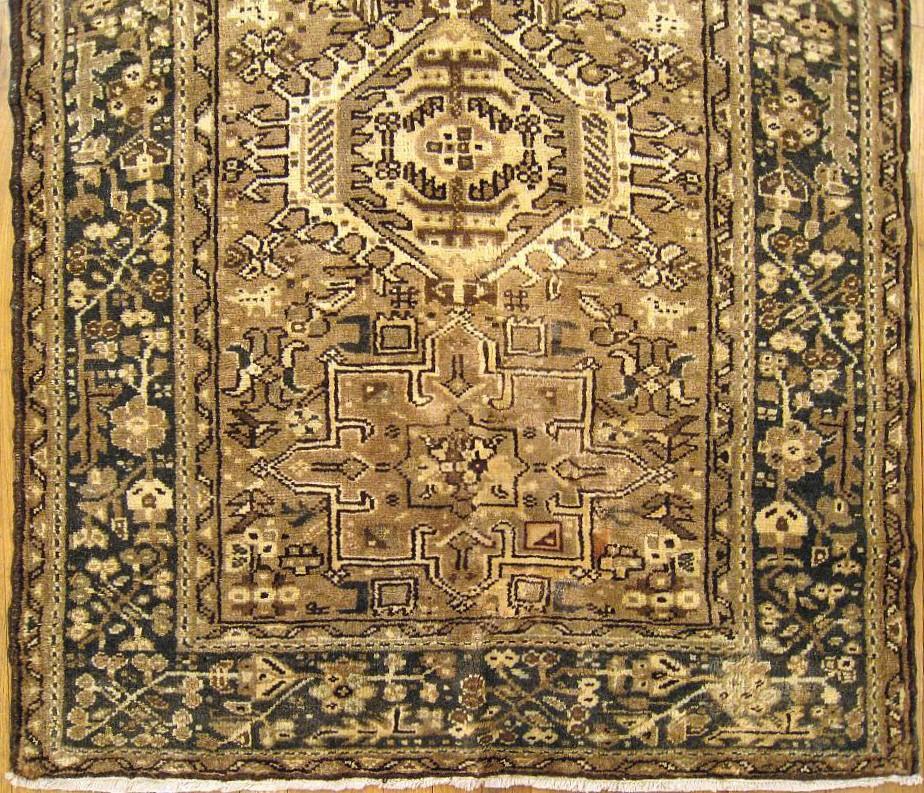 Hand-Knotted Vintage Persian Heriz Oriental Rug, Small Size, W/ Multiple Medallions For Sale