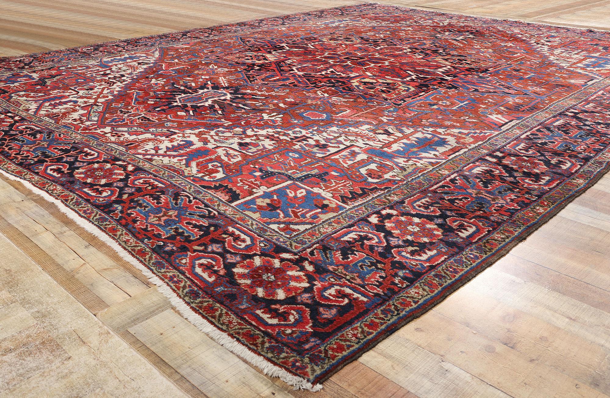 Wool Vintage Persian Heriz Carpet For Sale