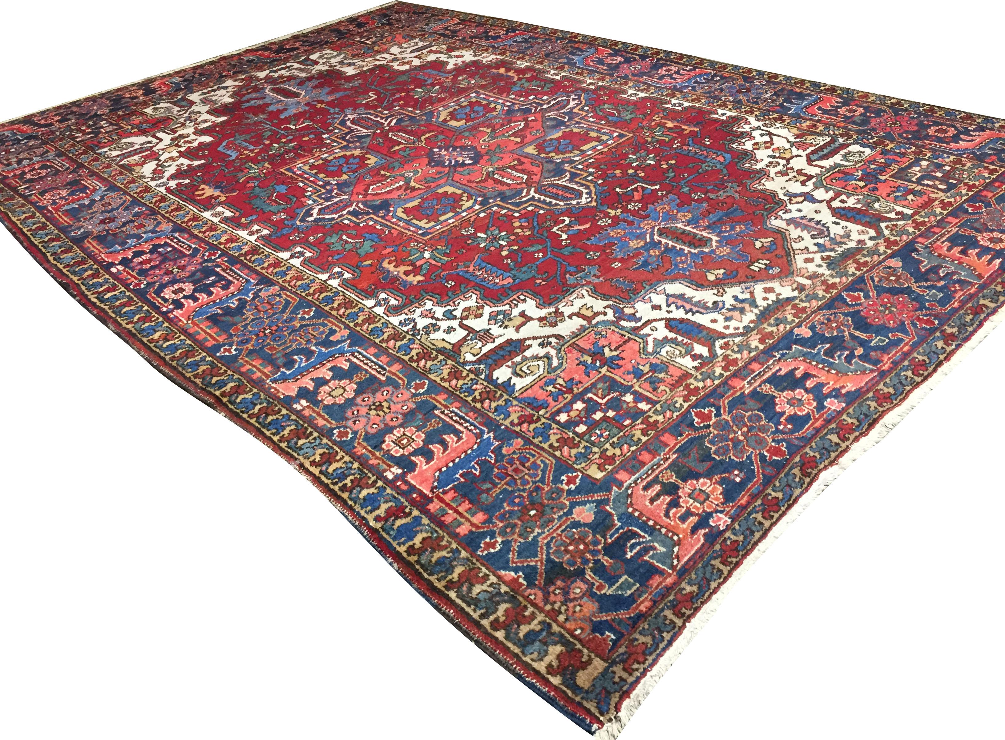 Heriz Serapi Tappeto persiano vintage Heriz 8'1 x 11'5 in vendita