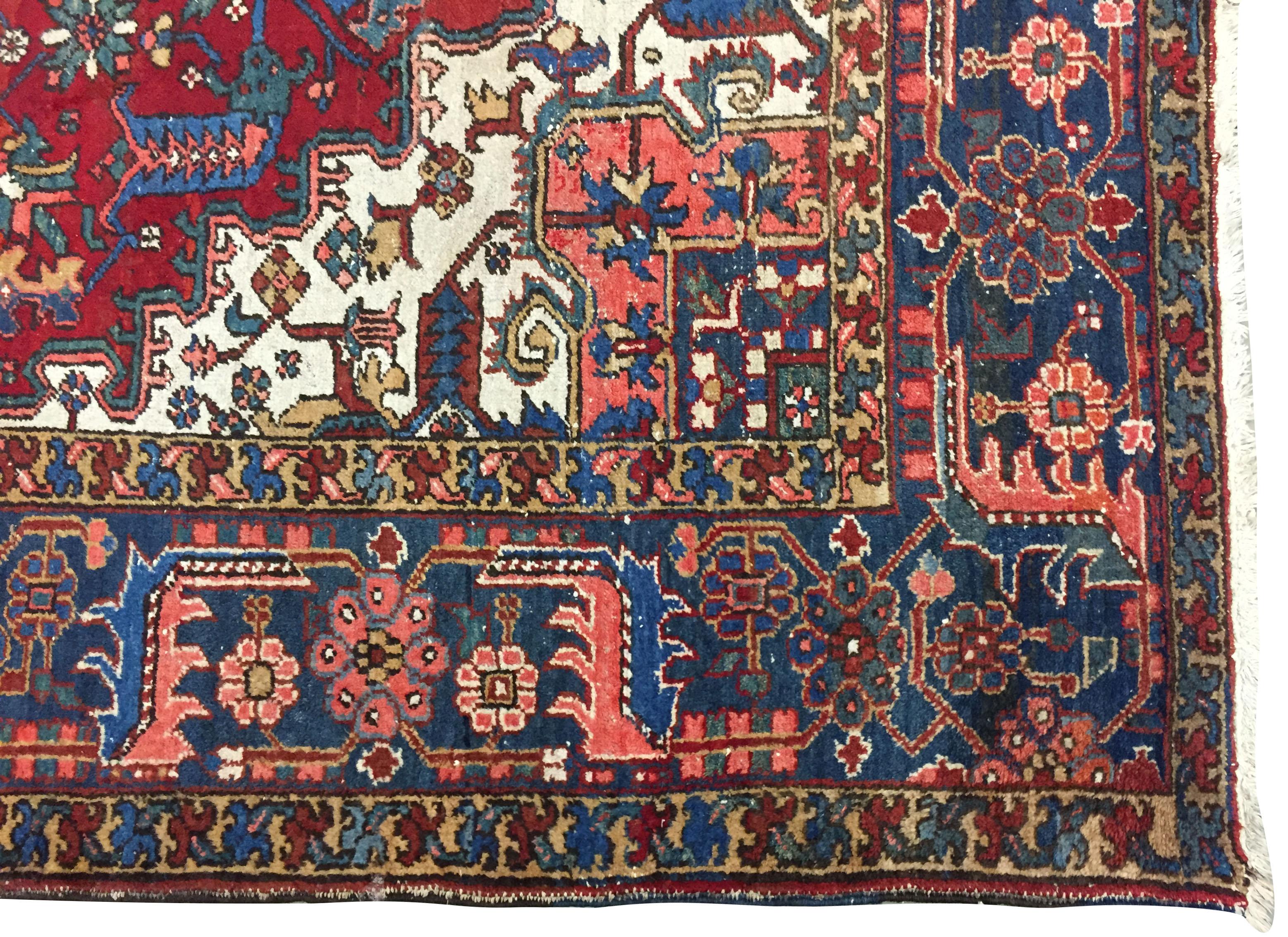 Persiano Tappeto persiano vintage Heriz 8'1 x 11'5 in vendita