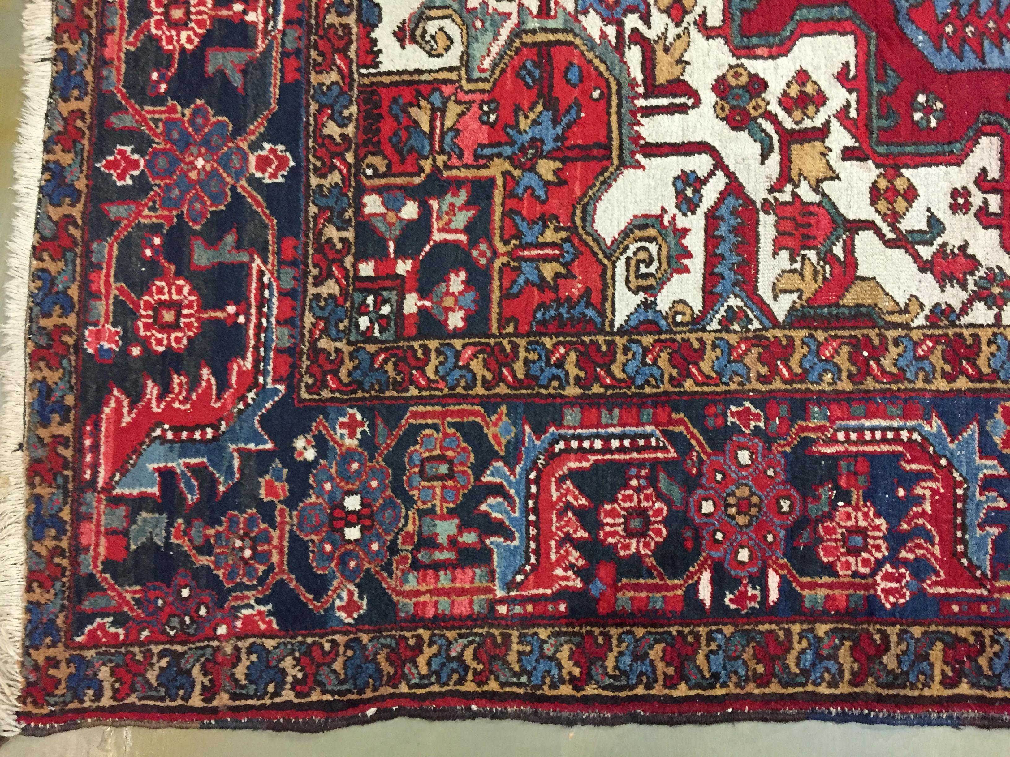 20th Century Vintage Persian Heriz Rug 8'1 x 11'5 For Sale