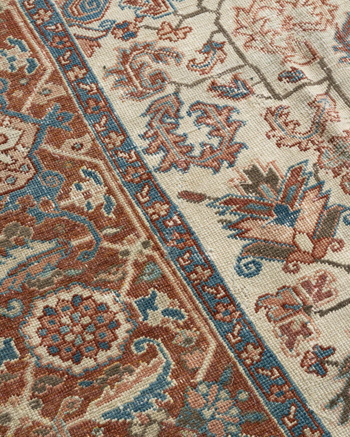 Hand-Knotted Vintage Persian Heriz Rug  8'8 x 11' For Sale