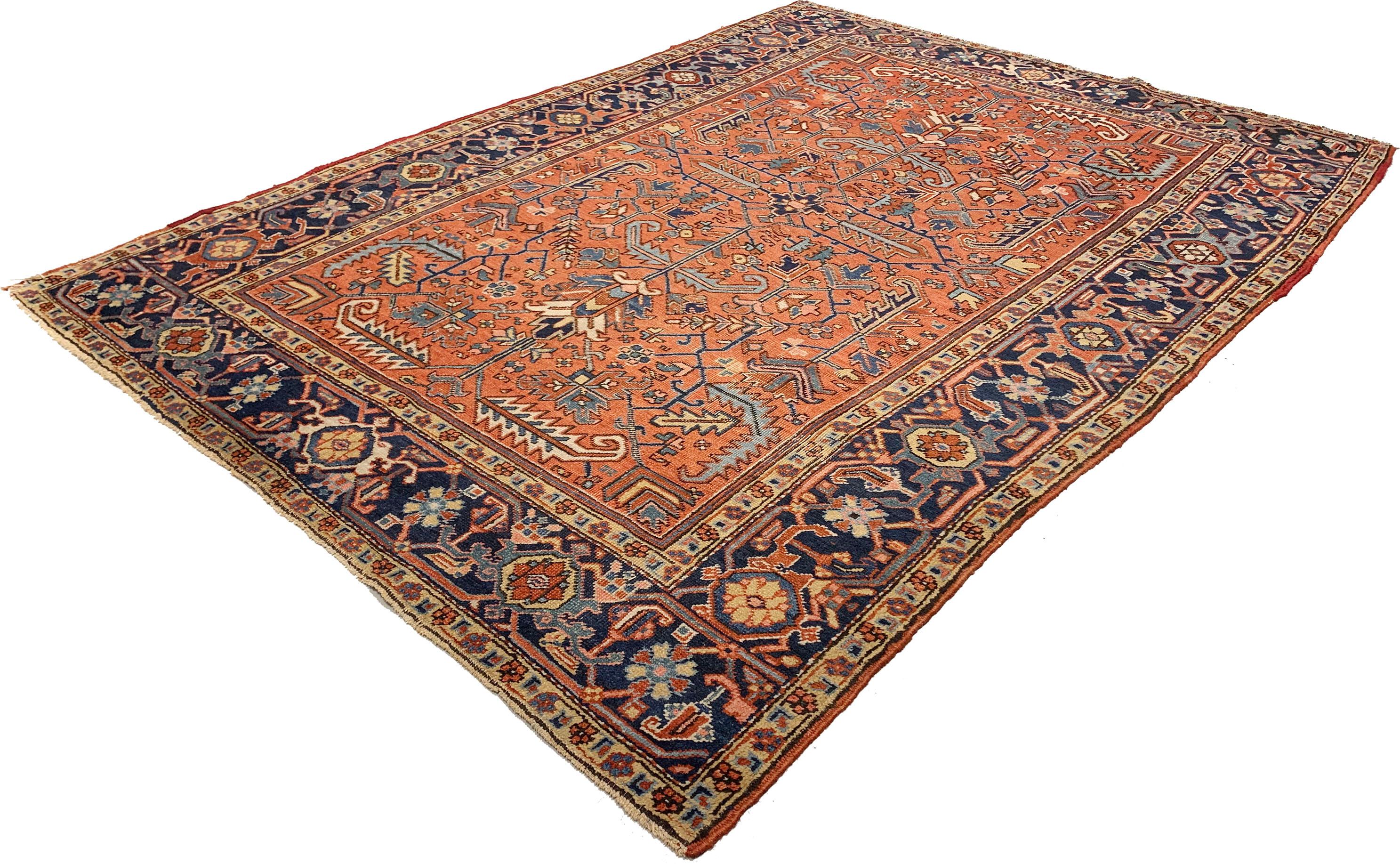 Vintage Heriz Rug, circa 1940 6'6 x 9' In Good Condition In New York, NY