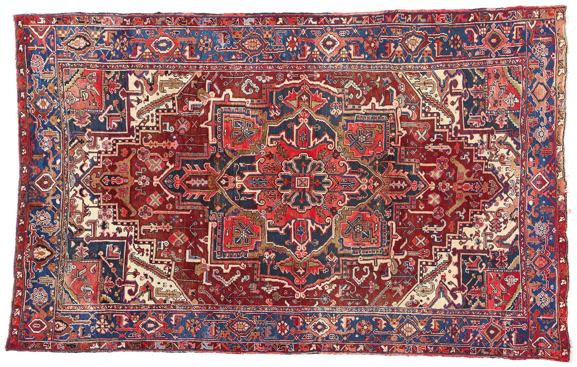 1950's Persian Heriz Carpet with Modern Style For Sale 3