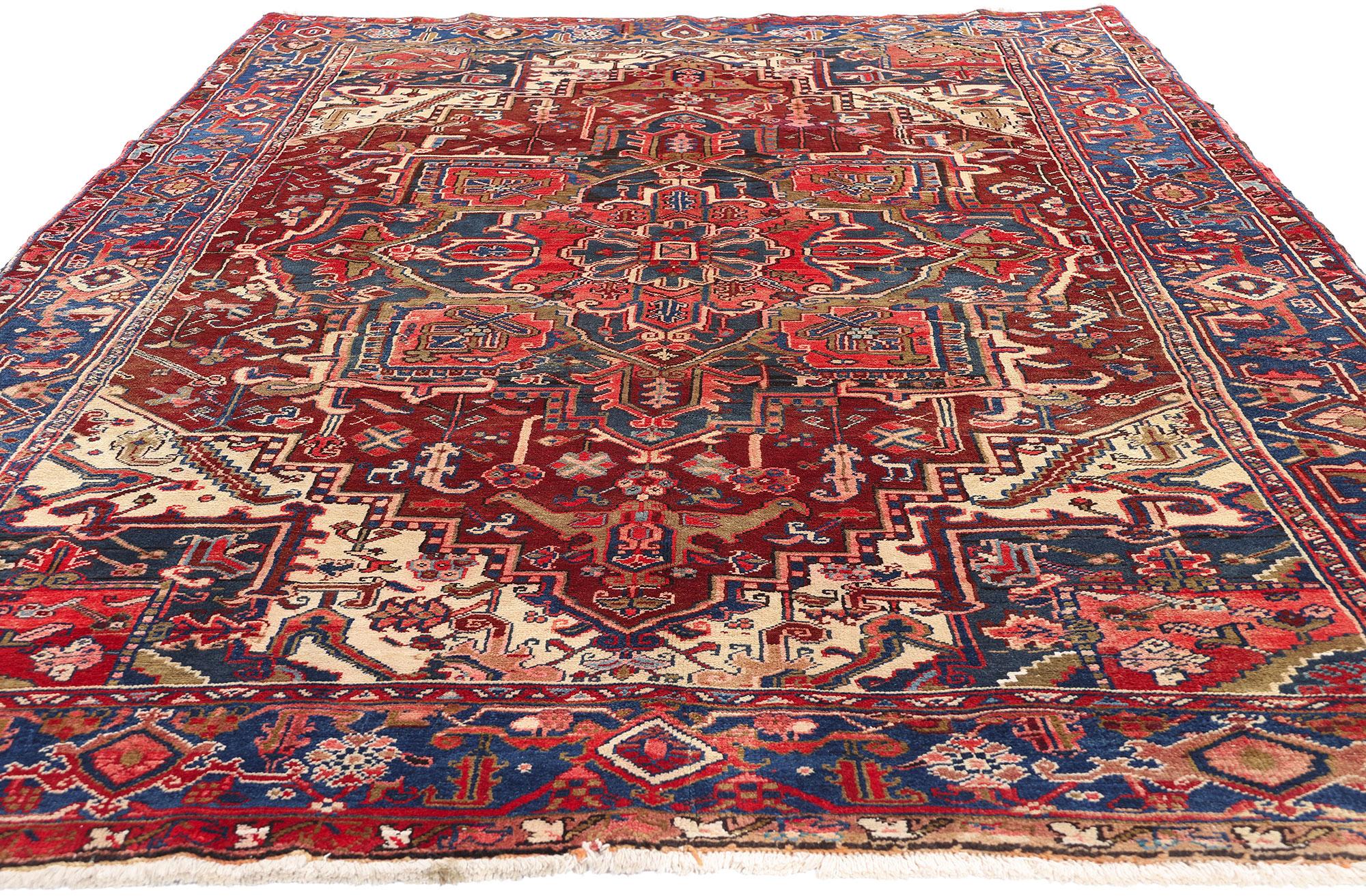 Heriz Serapi 1950's Persian Heriz Carpet with Modern Style For Sale