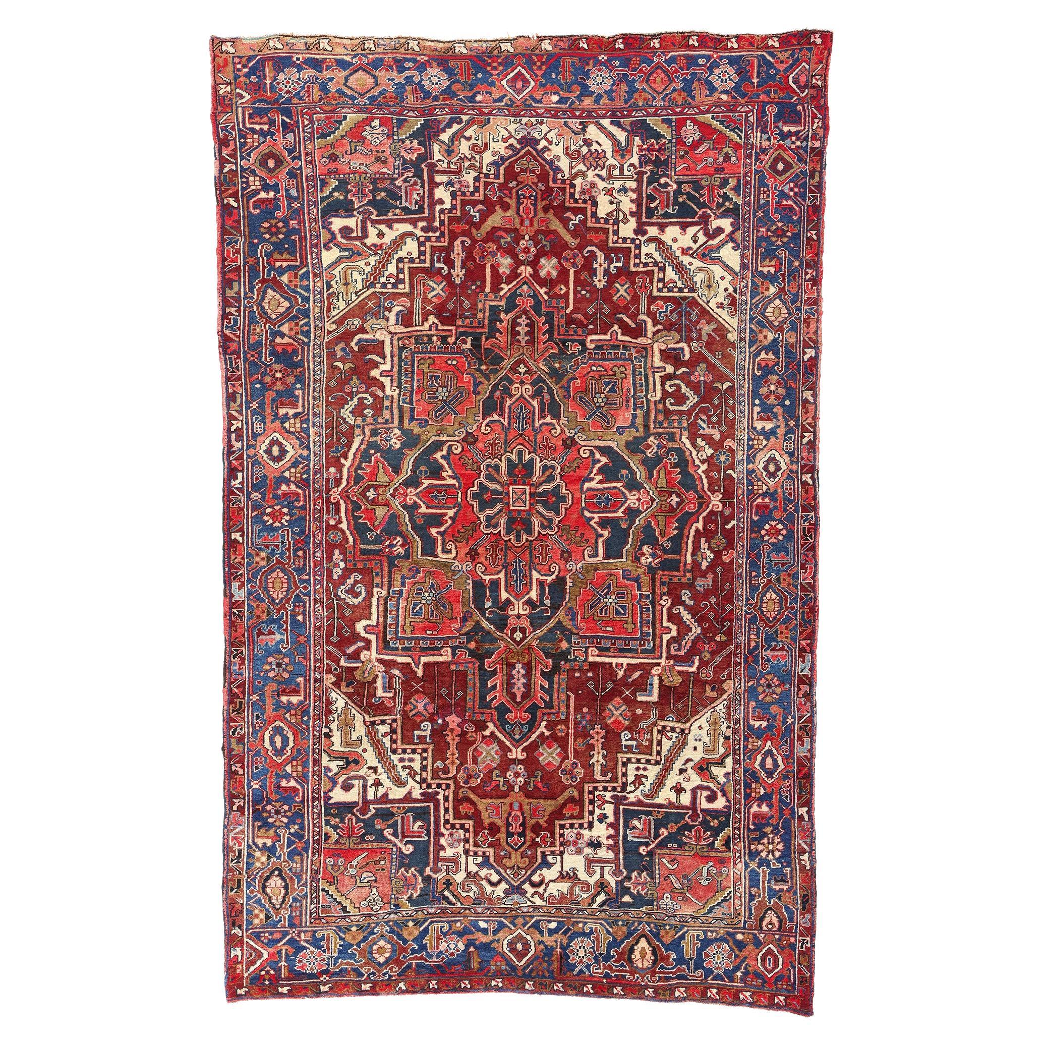 1950's Persian Heriz Carpet with Modern Style For Sale