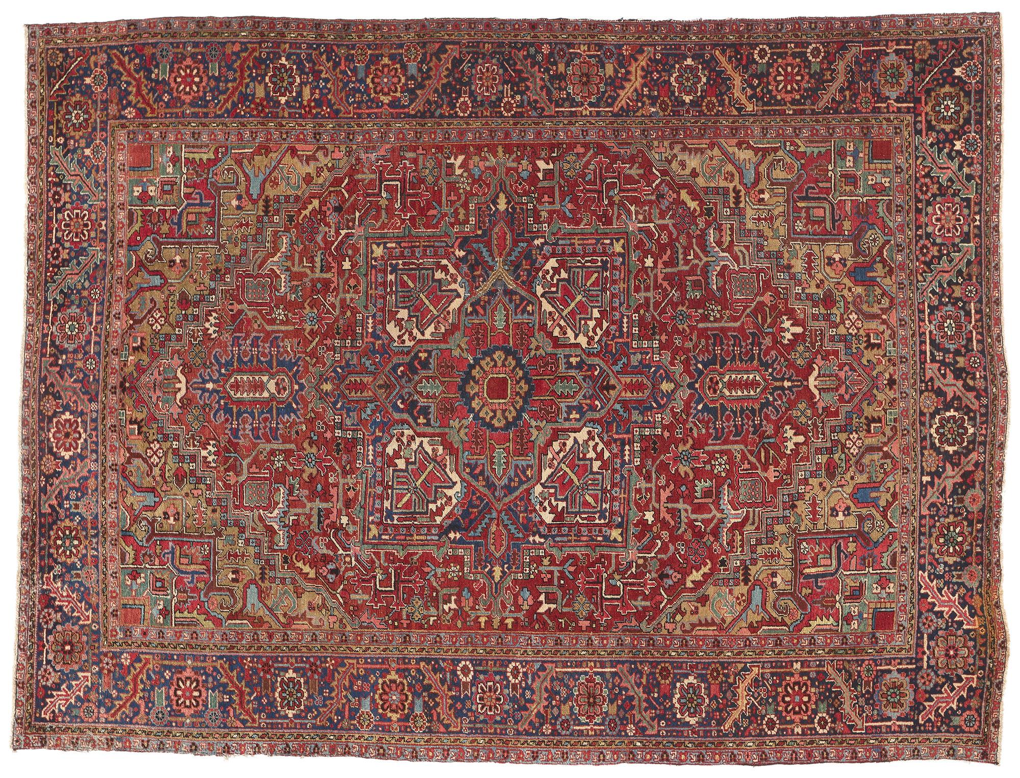 Tapis persan Heriz vintage, chic et polyvalent sans effort en vente 2