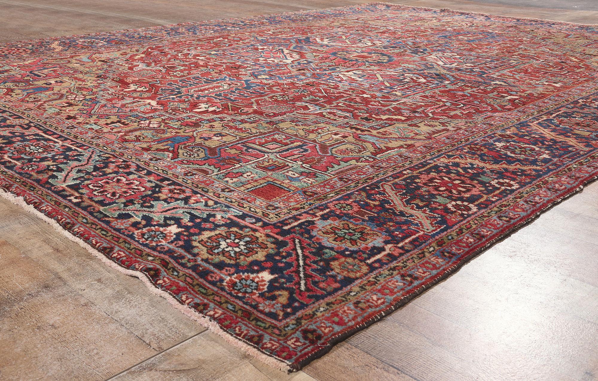 20ième siècle Tapis persan Heriz vintage, chic et polyvalent sans effort en vente
