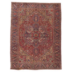 Tapis persan Heriz vintage, chic et polyvalent sans effort