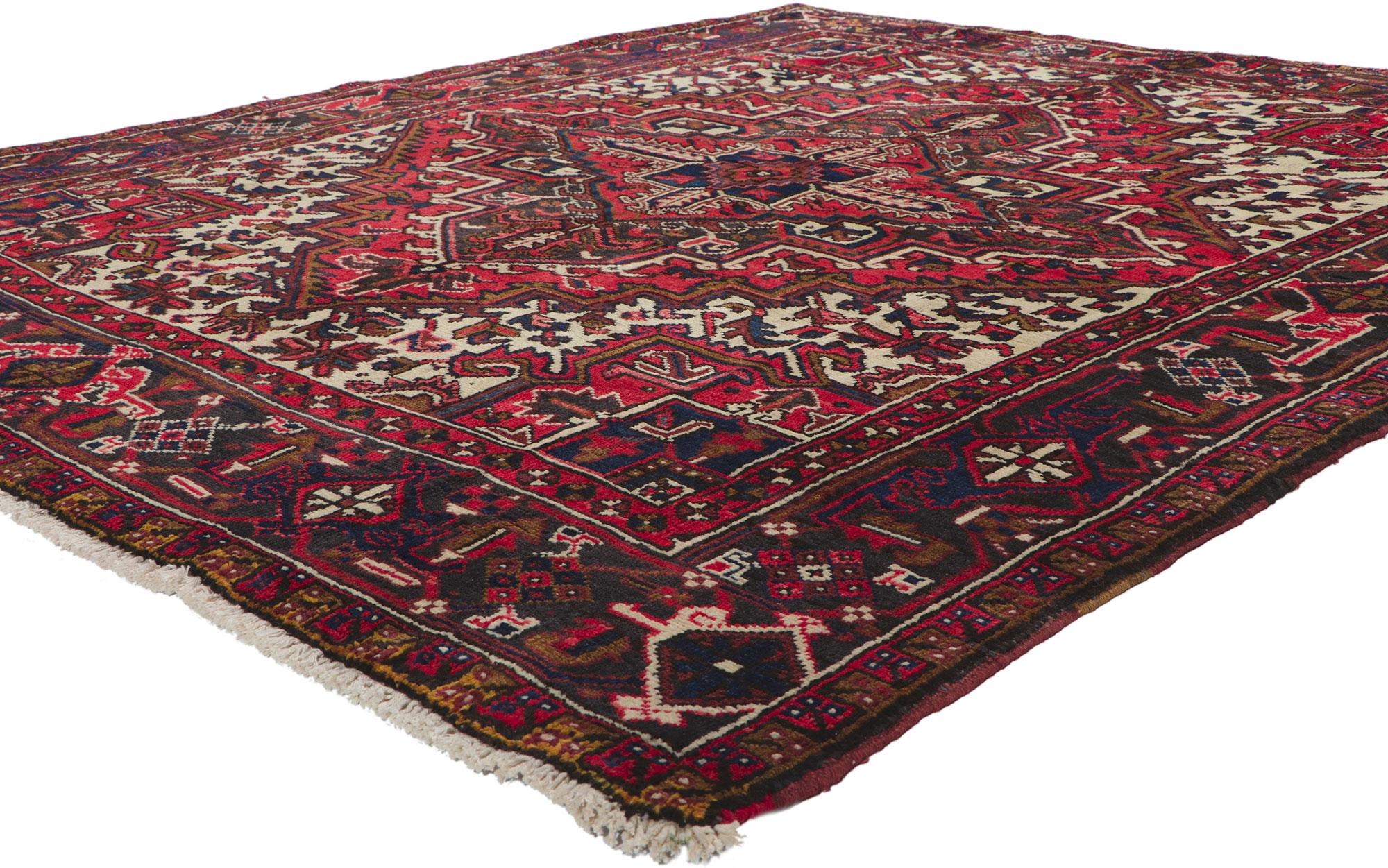 61093 Vintage Persian Heriz rug. Measures: 06'09 x 07'10.
 