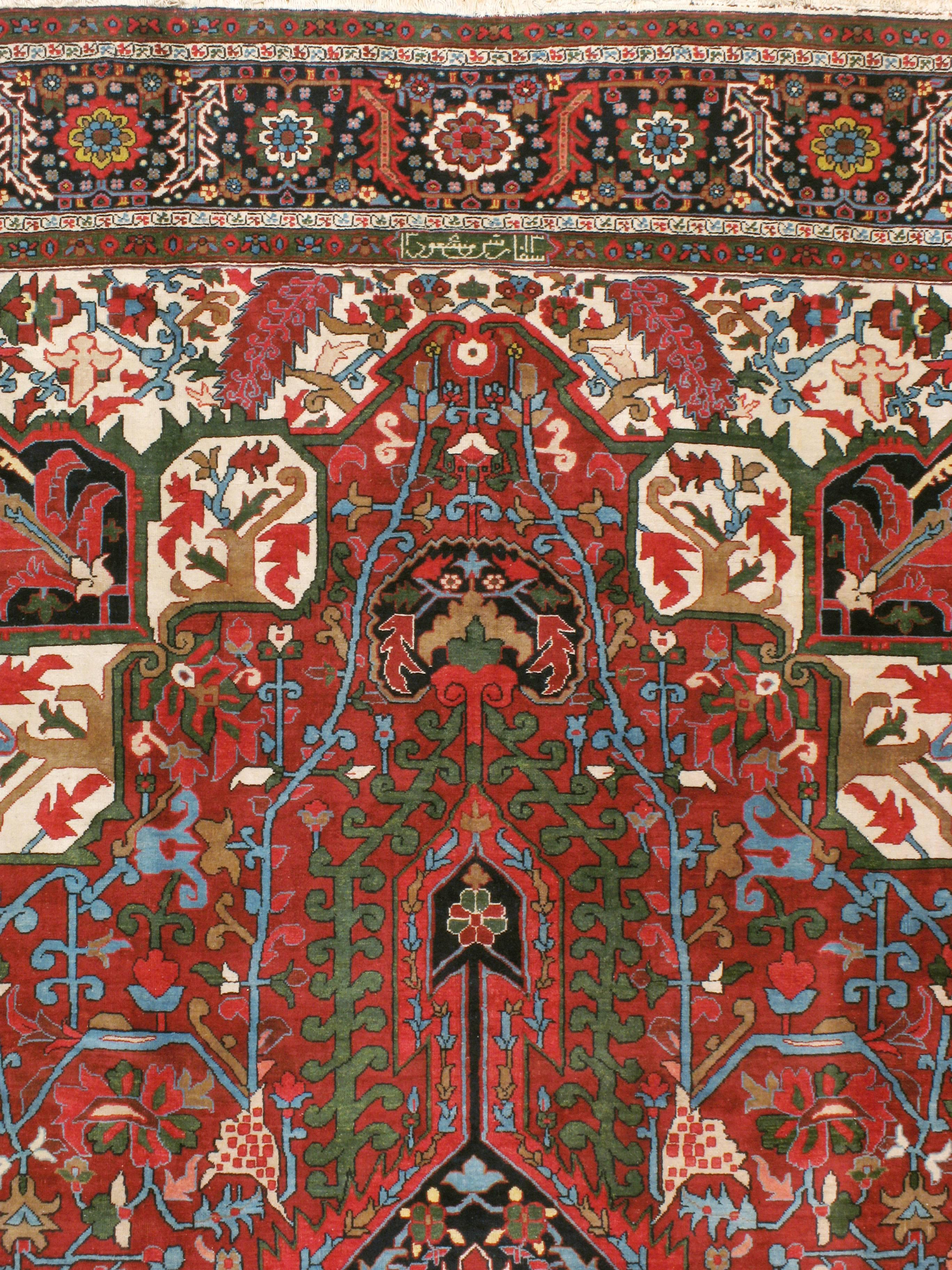 Heriz Serapi Vintage Handmade Persian Heriz Oversize Rug