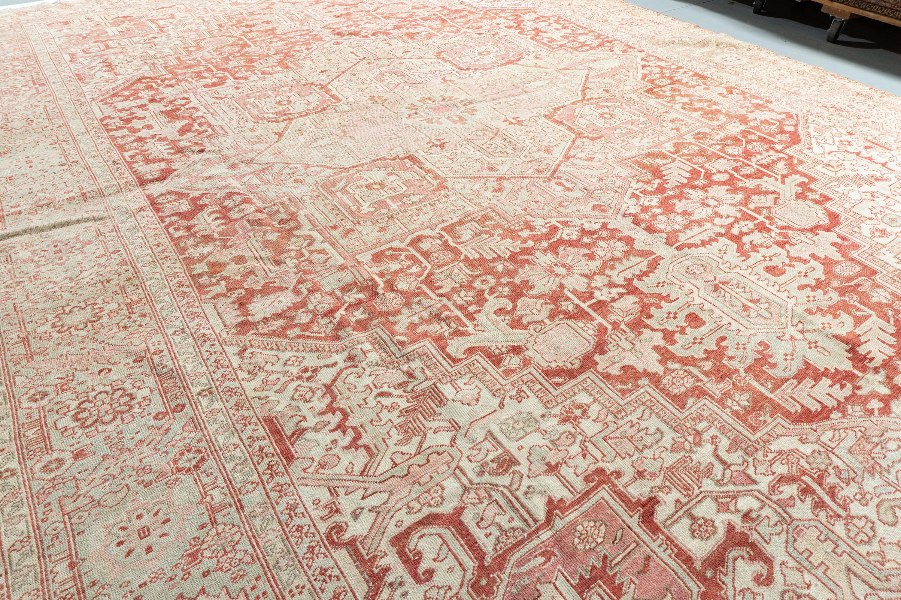 Hand-Knotted Vintage Persian Heriz Rug  11'4 x 15'9 For Sale