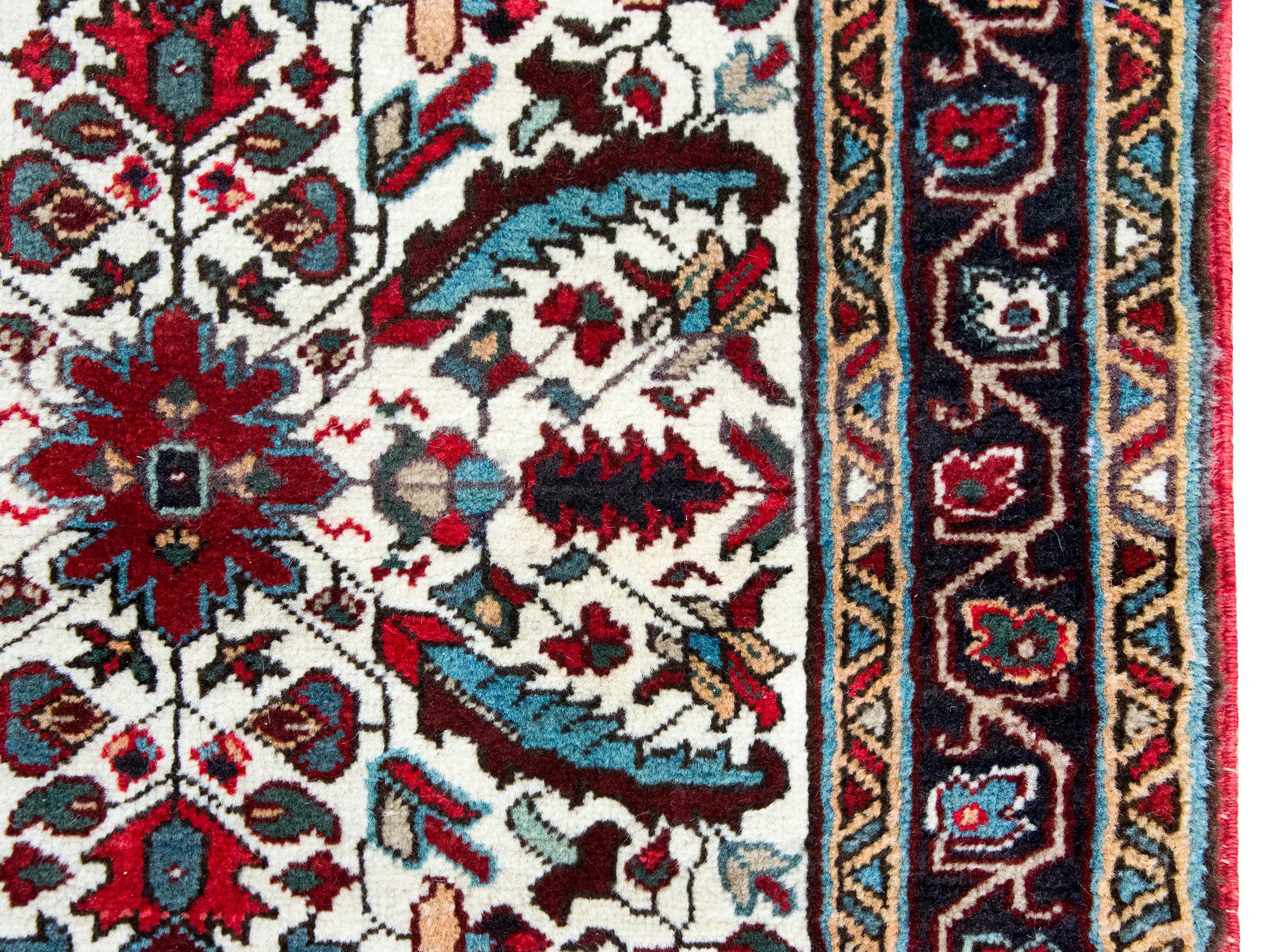 Hand-Knotted Vintage Persian Heriz Rug For Sale