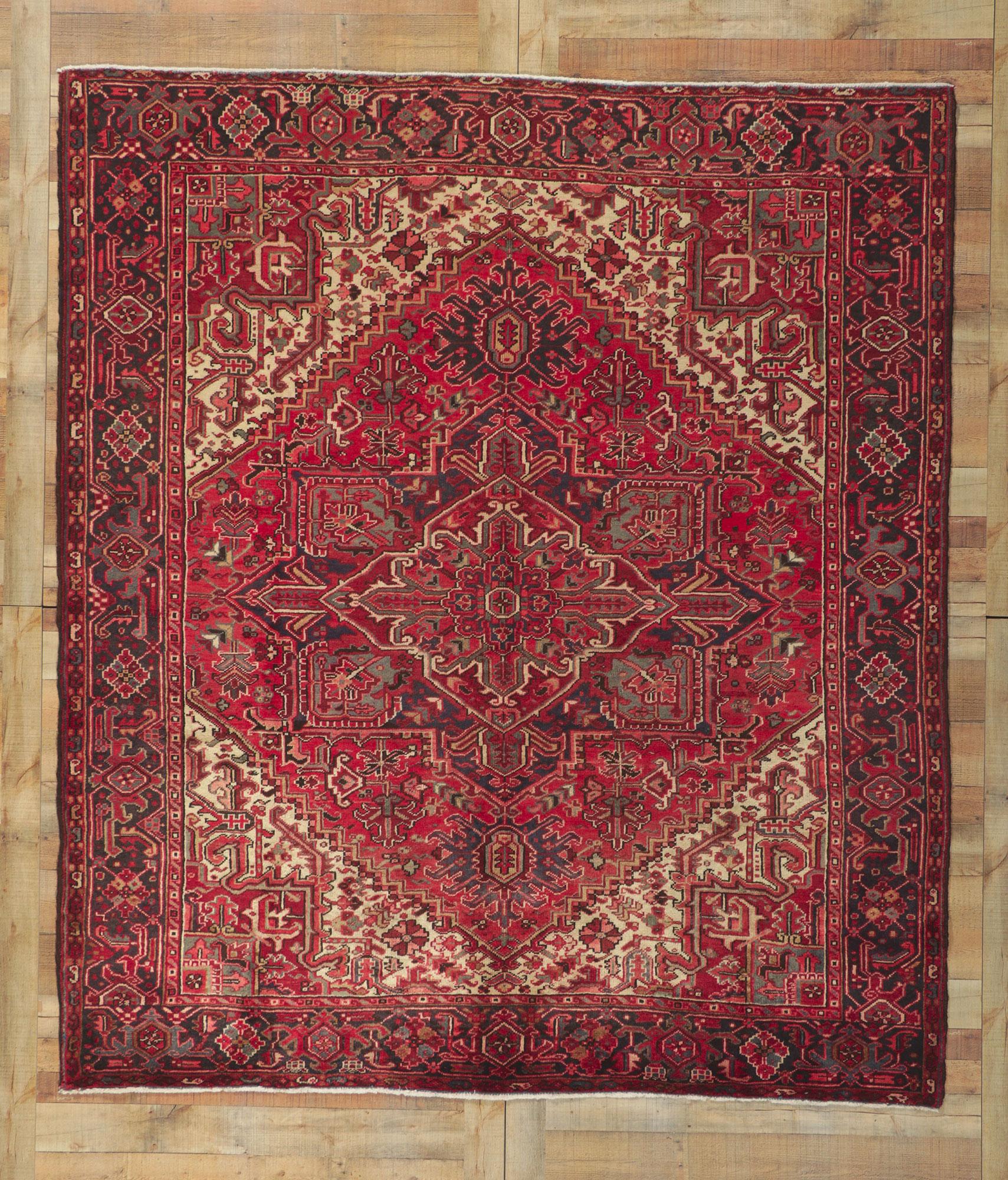 Alter persischer Heriz-Teppich (Handgeknüpft) im Angebot