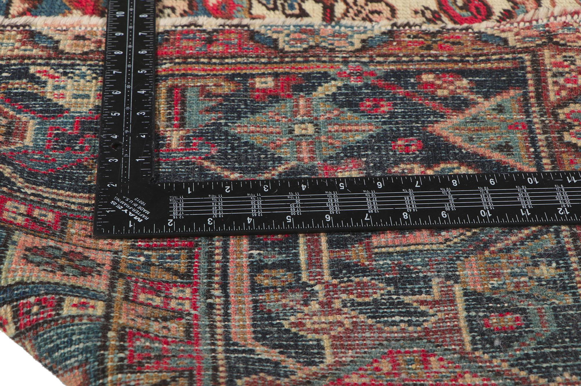 Hand-Knotted Vintage Persian Heriz Rug For Sale