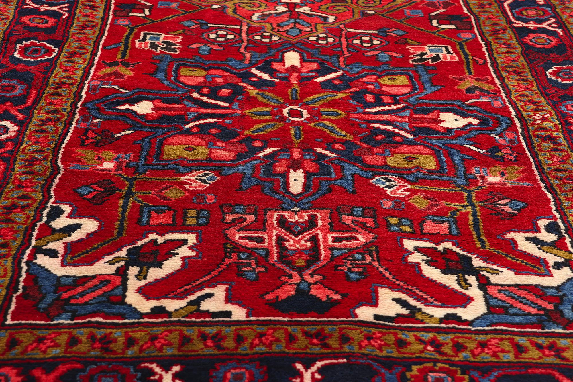 1950’s Persian Heriz Carpet with Traditional Style In Good Condition For Sale In Dallas, TX