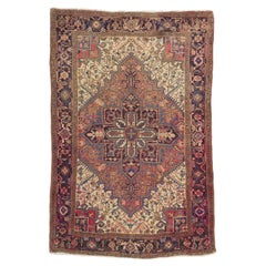 Vintage Persian Heriz Rug, Midcentury Modern Meets Earth-Tone Elegance