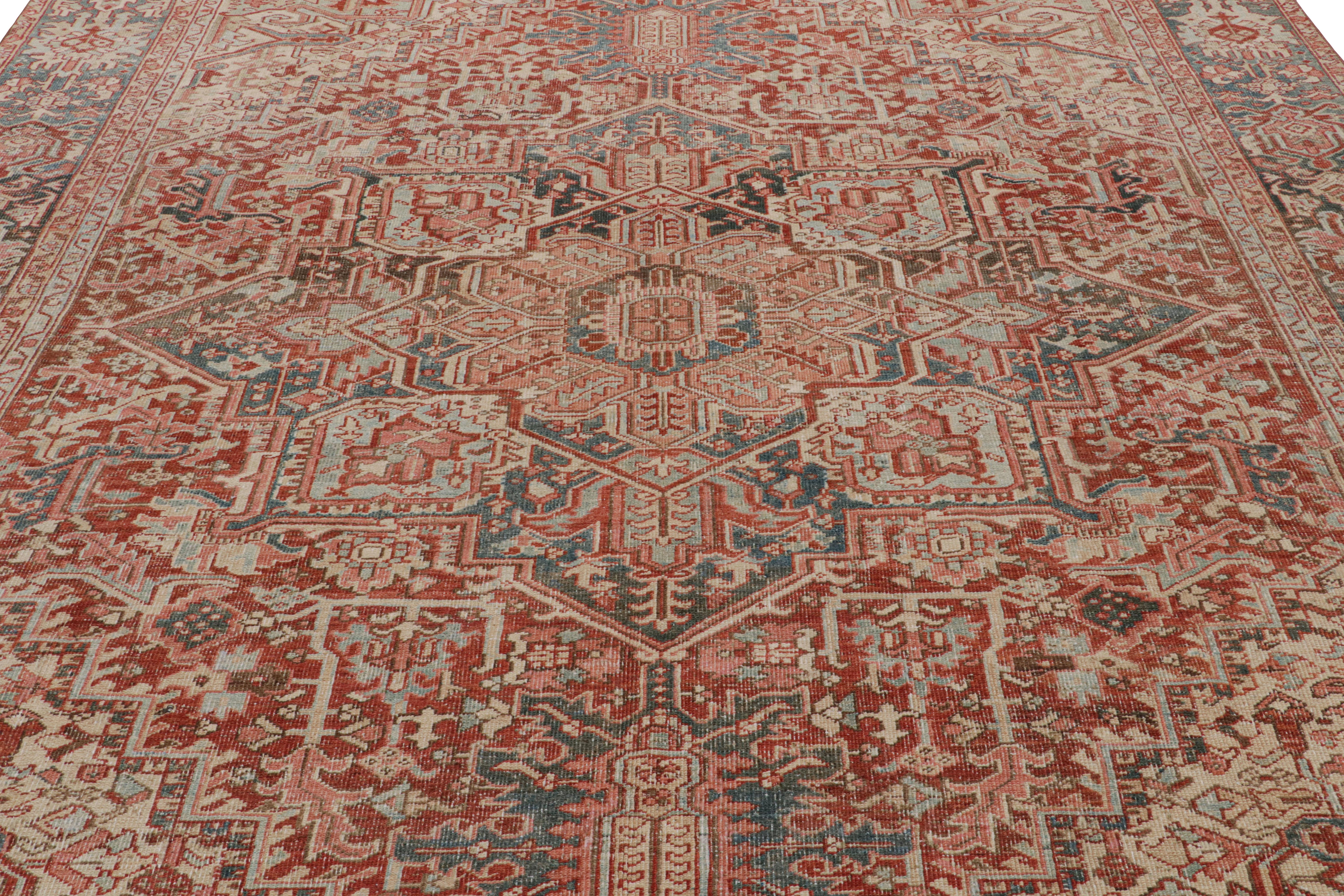 Hand-Woven Vintage Persian Heriz Rug in Red with Medallion and Florals, from Rug & Kilim For Sale
