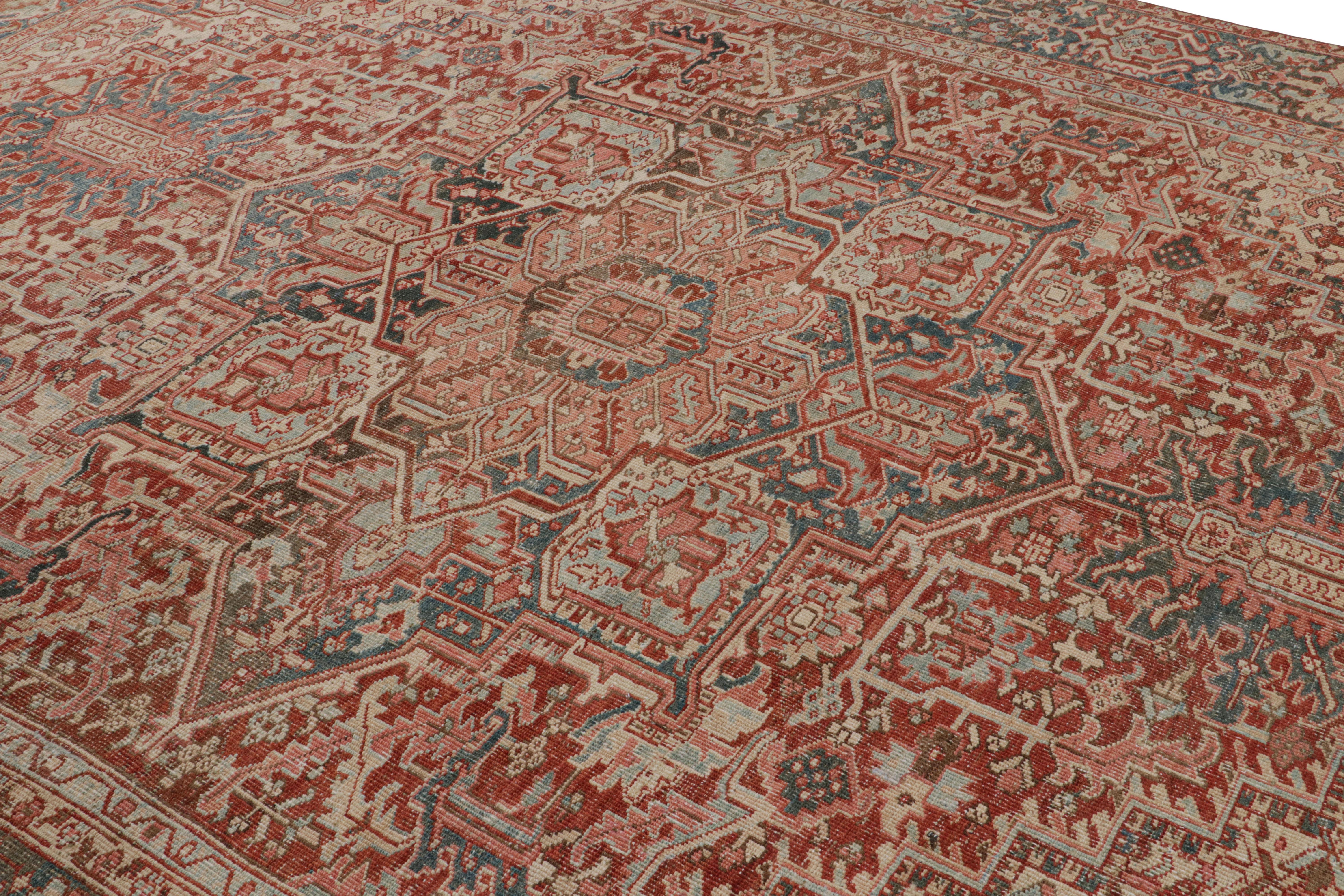 Mid-20th Century Vintage Persian Heriz Rug in Red with Medallion and Florals, from Rug & Kilim For Sale