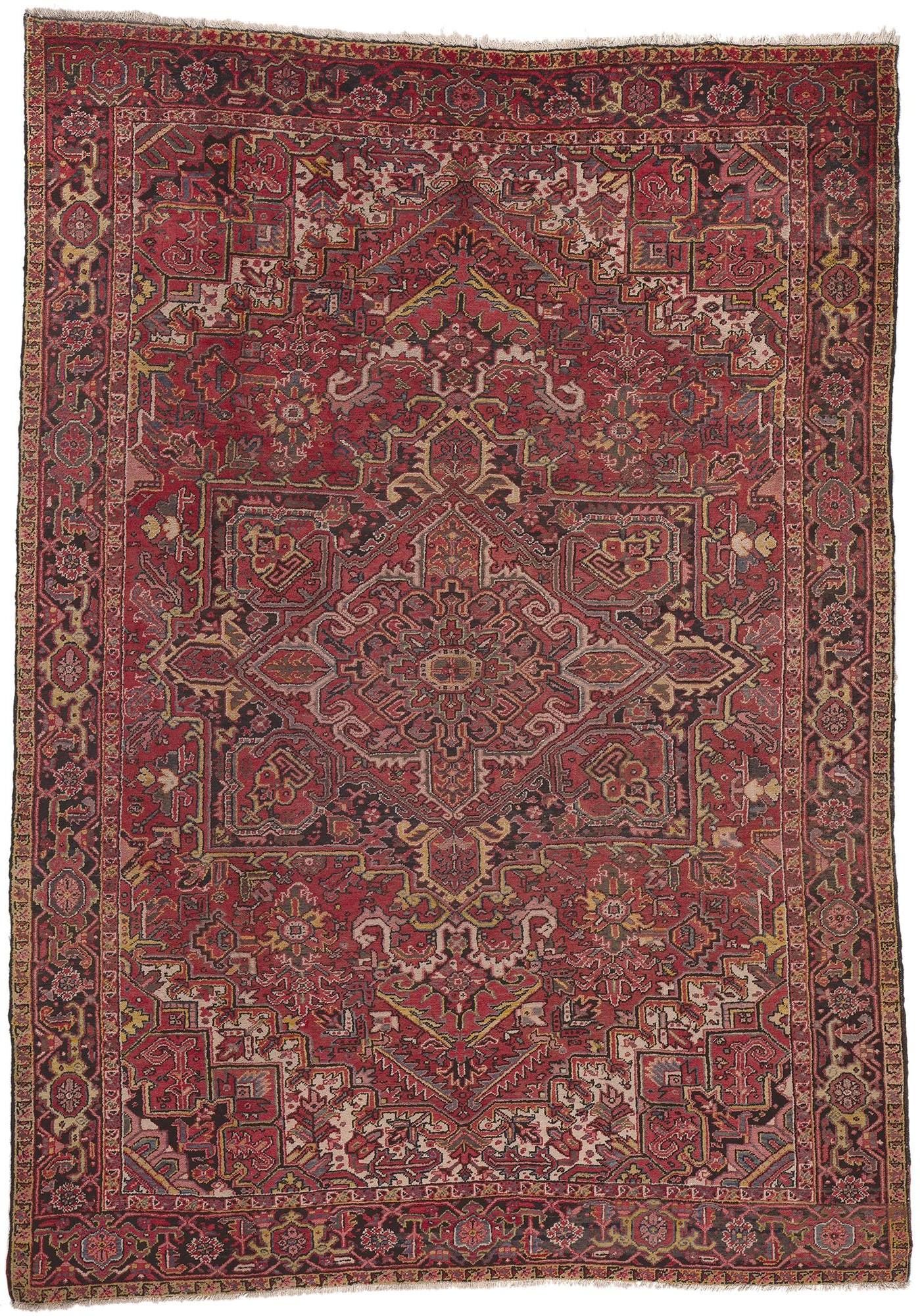Vintage Persian Heriz Rug, Laid-Back Luxury Meets Traditional Sensibility For Sale
