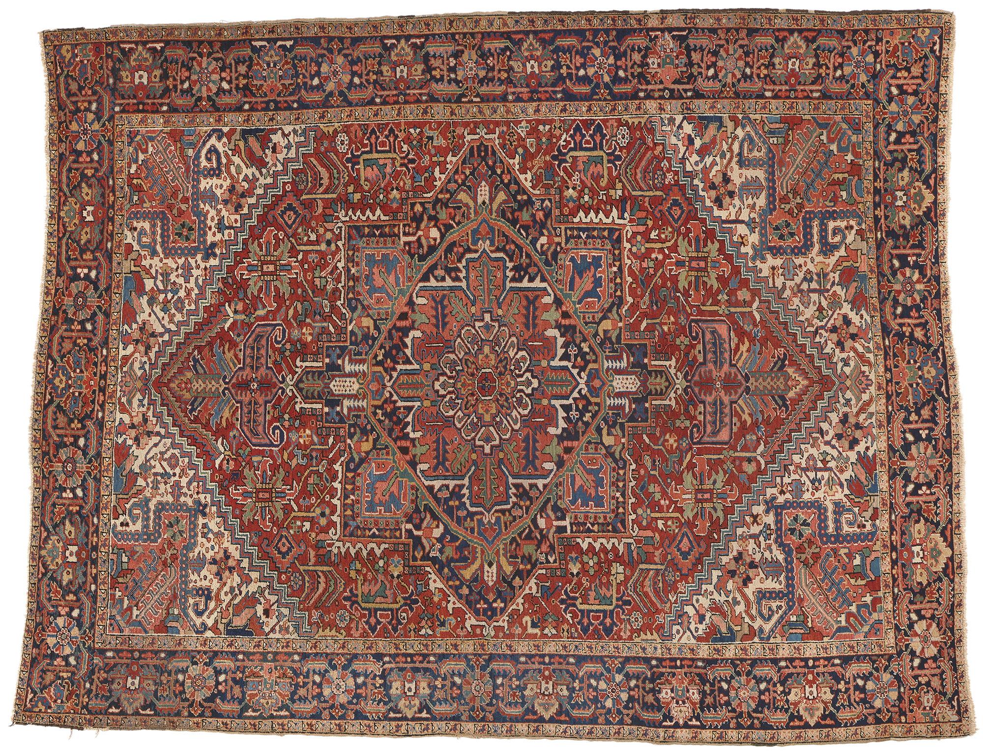 Vintage Persian Heriz Rug, Perpetually Posh Meets Timeless Appeal For Sale 1
