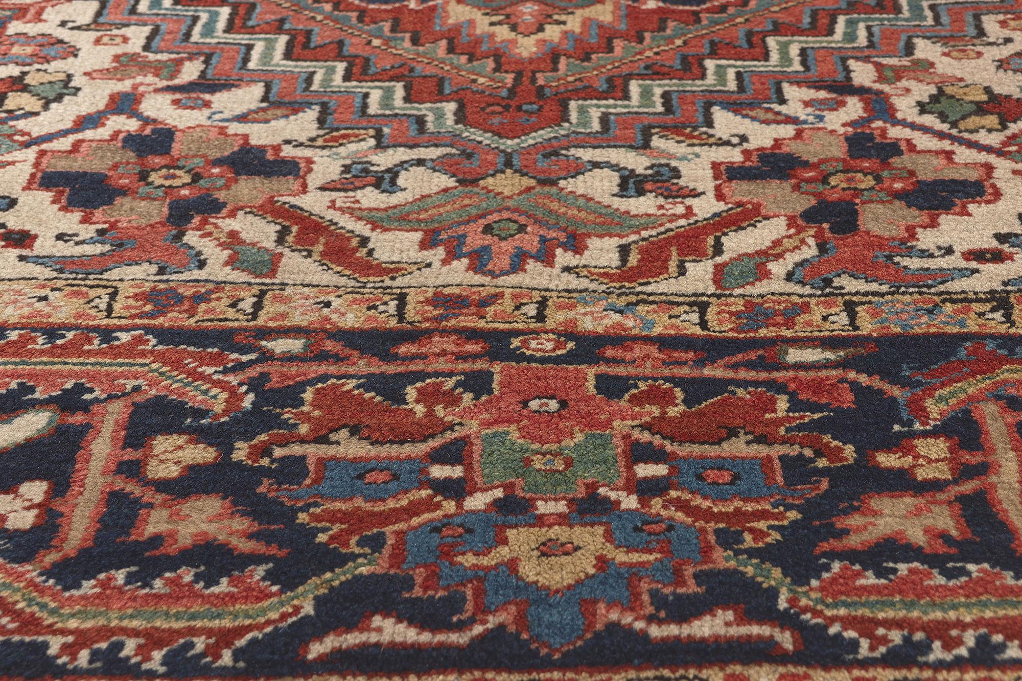 Heriz Serapi Vintage Persian Heriz Rug, Perpetually Posh Meets Timeless Appeal For Sale