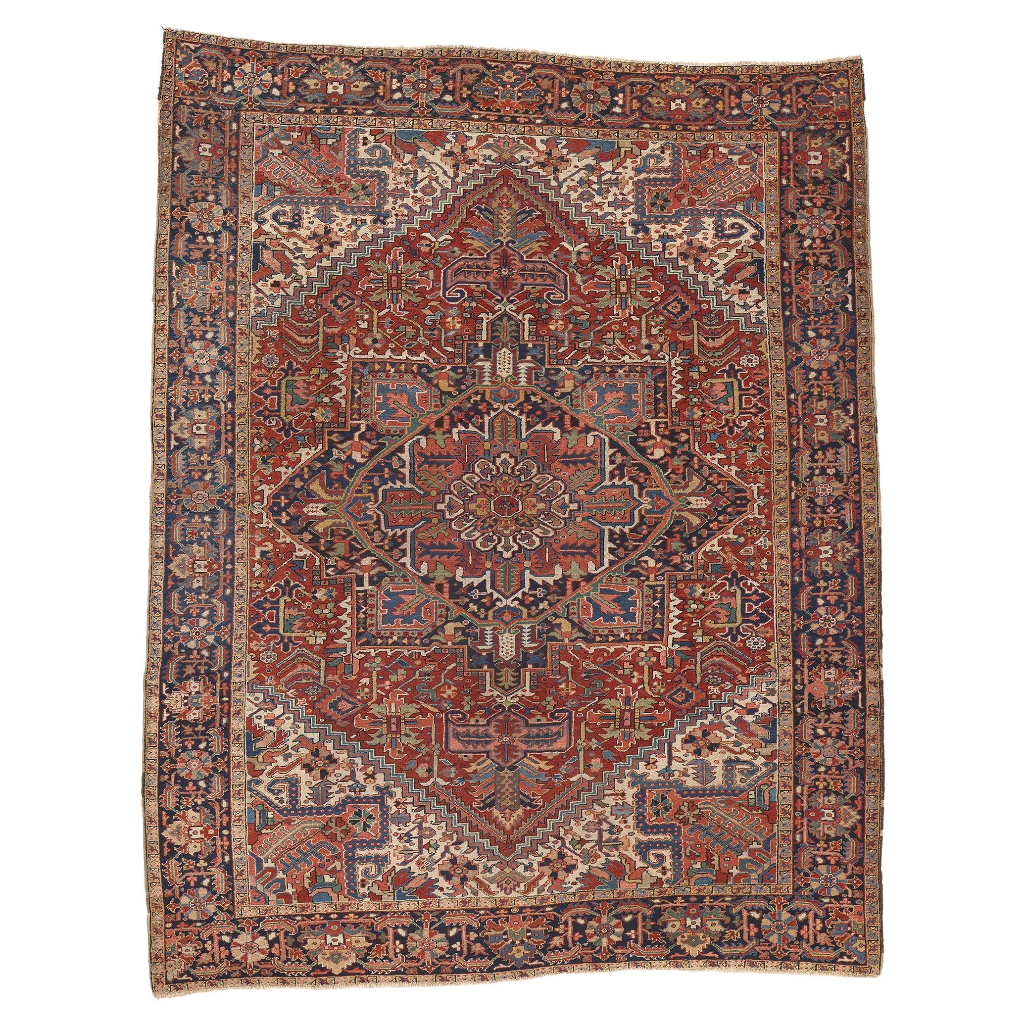 Vintage Persian Heriz Rug, Perpetually Posh Meets Timeless Appeal For Sale