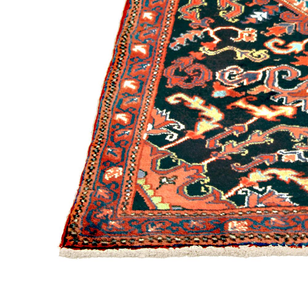 Perse Tapis persan Heriz vintage avec détails botaniques bleus et rouges en vente