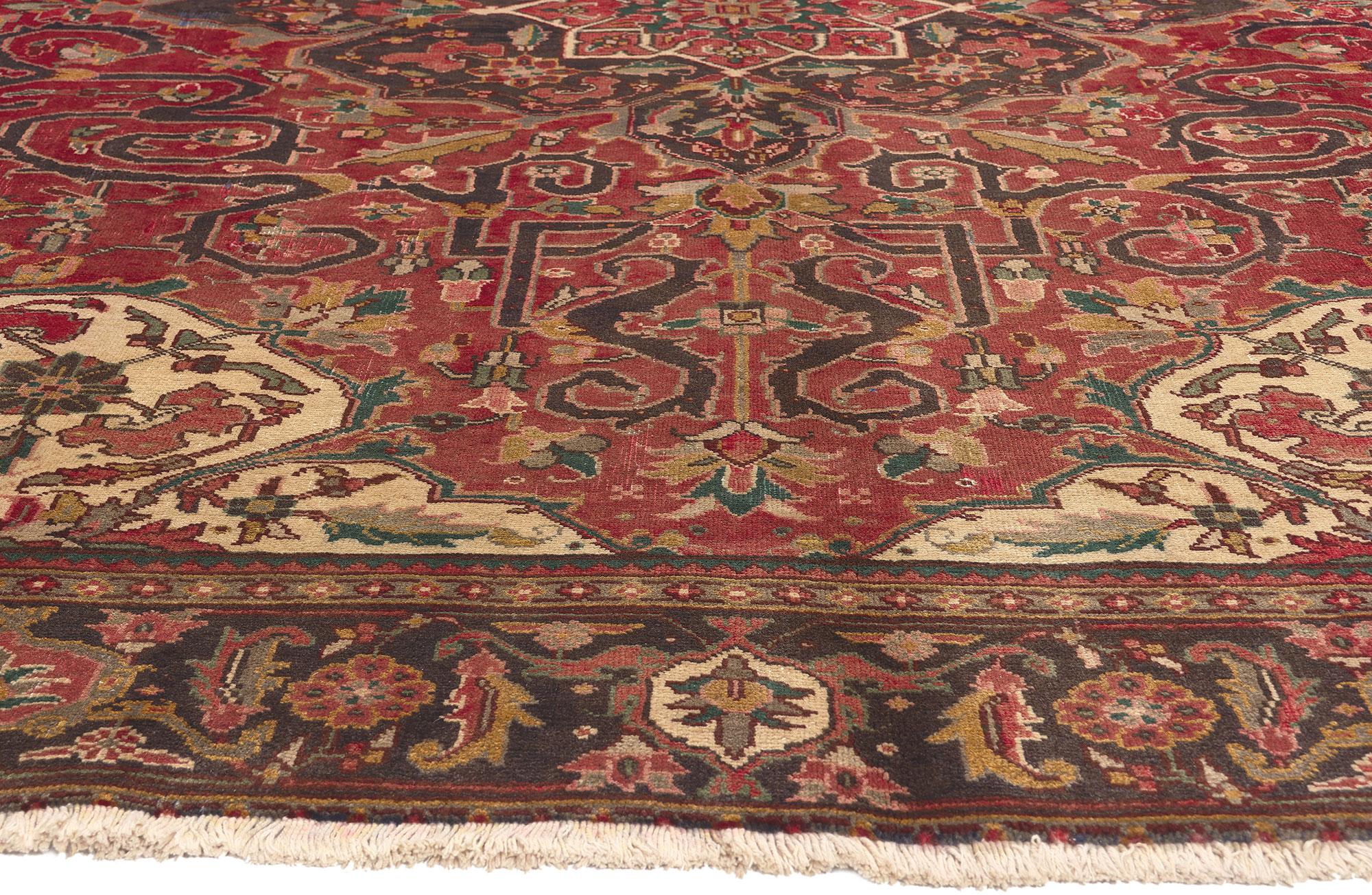 Hand-Knotted Vintage Persian Heriz Rug, Perpetually Posh Meets Stylish Durability For Sale