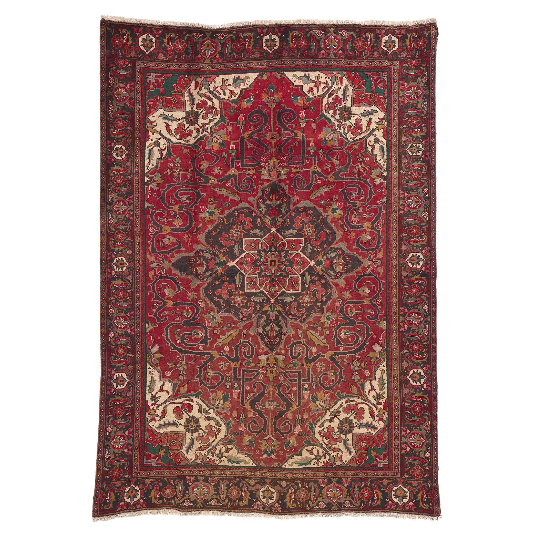Persischer Heriz-Teppich im Vintage-Stil, Perpetually Posh Meets Stylish Durability