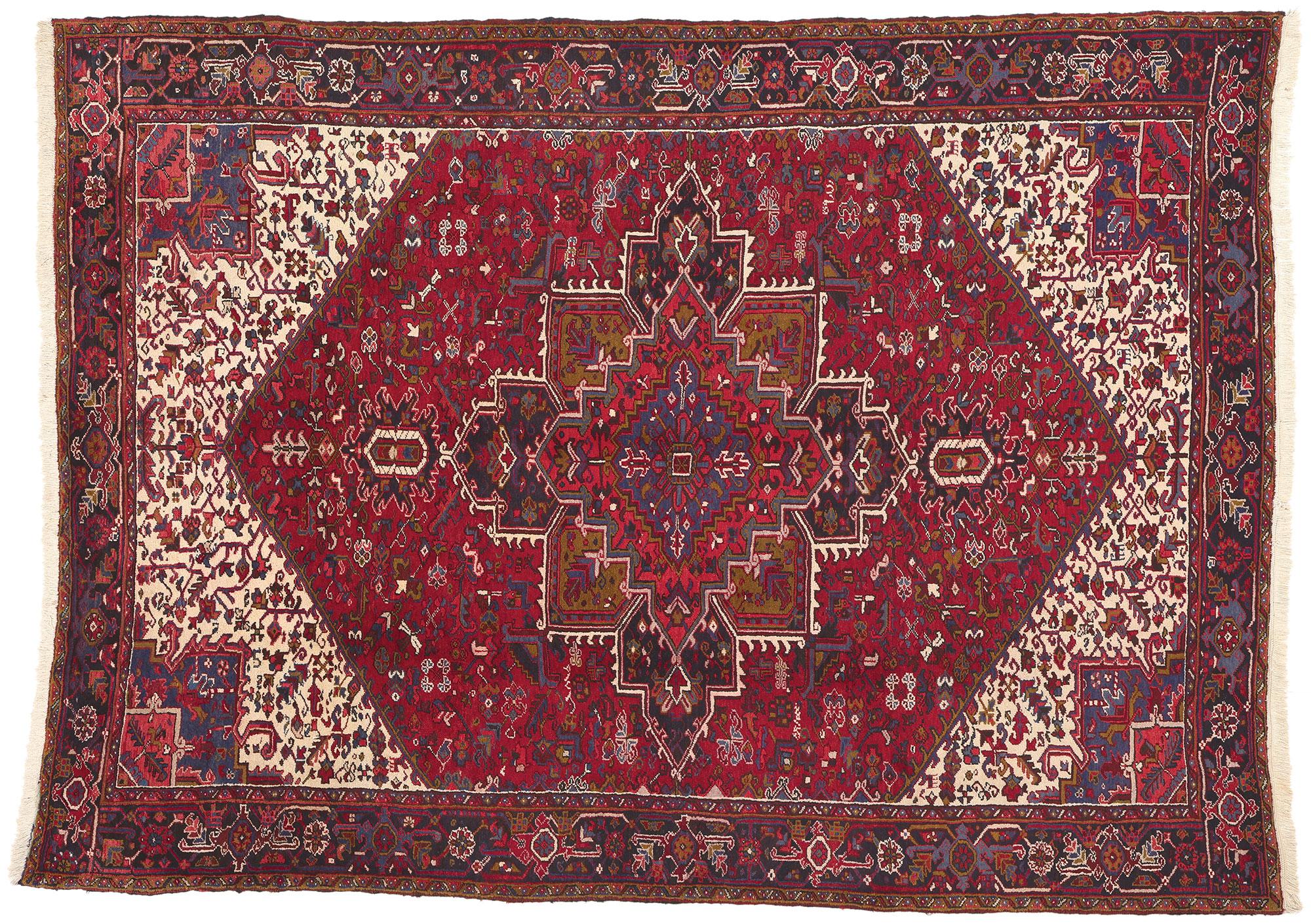 Vintage Persian Heriz Rug, Perpetually Posh Meets Timeless Elegance For Sale 2