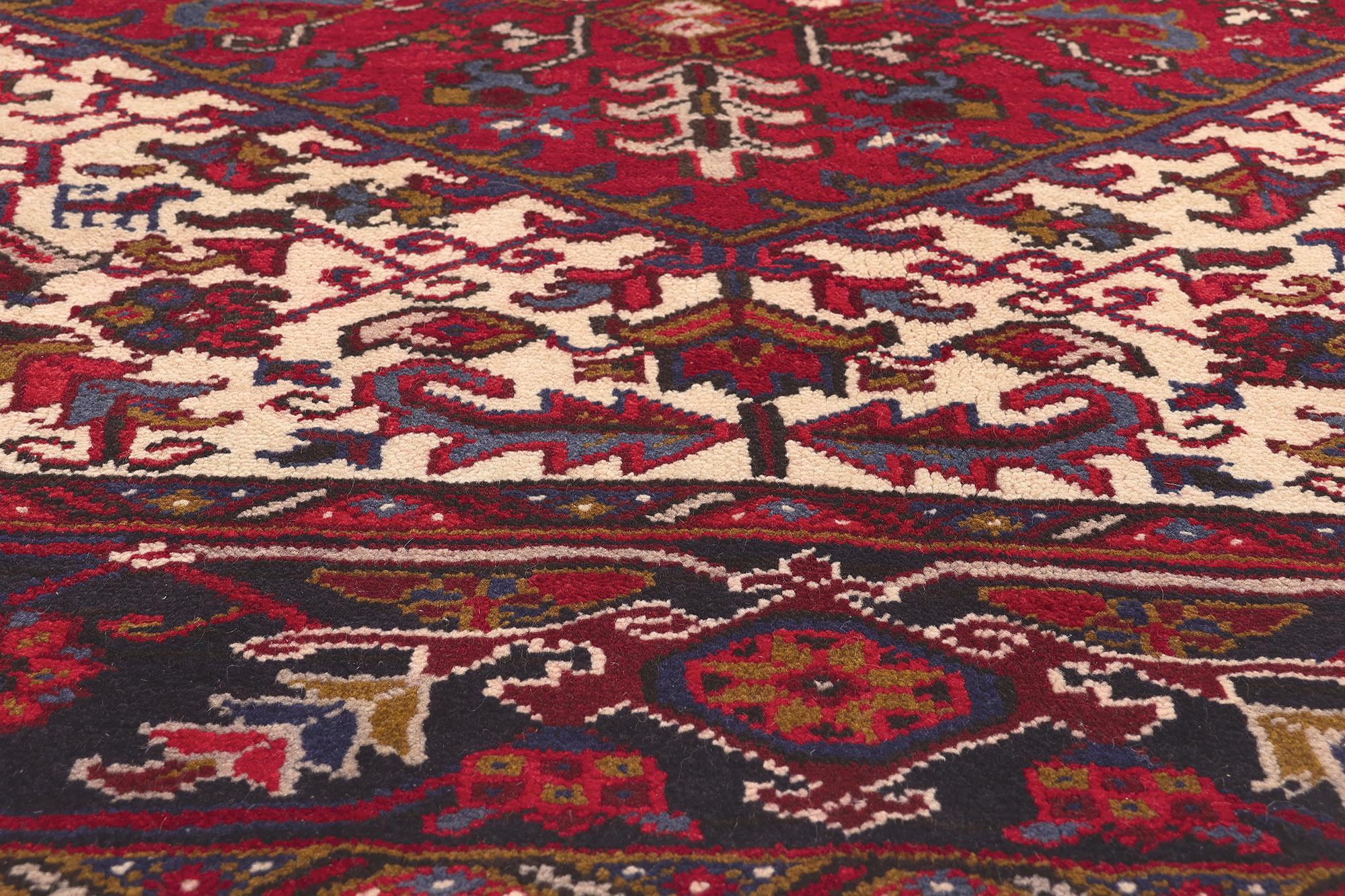 Hand-Knotted Vintage Persian Heriz Rug, Perpetually Posh Meets Timeless Elegance For Sale