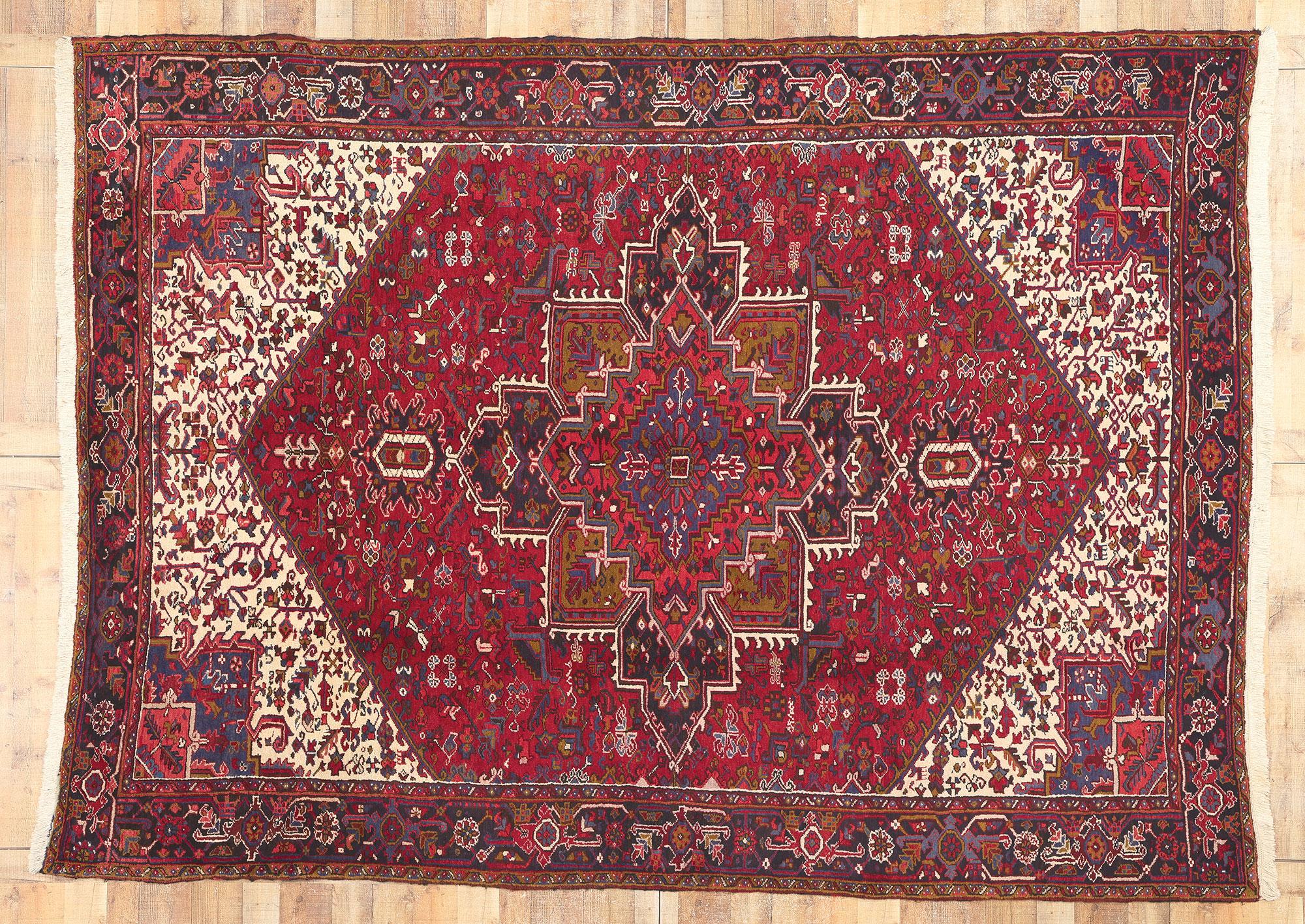 Vintage Persian Heriz Rug, Perpetually Posh Meets Timeless Elegance For Sale 1
