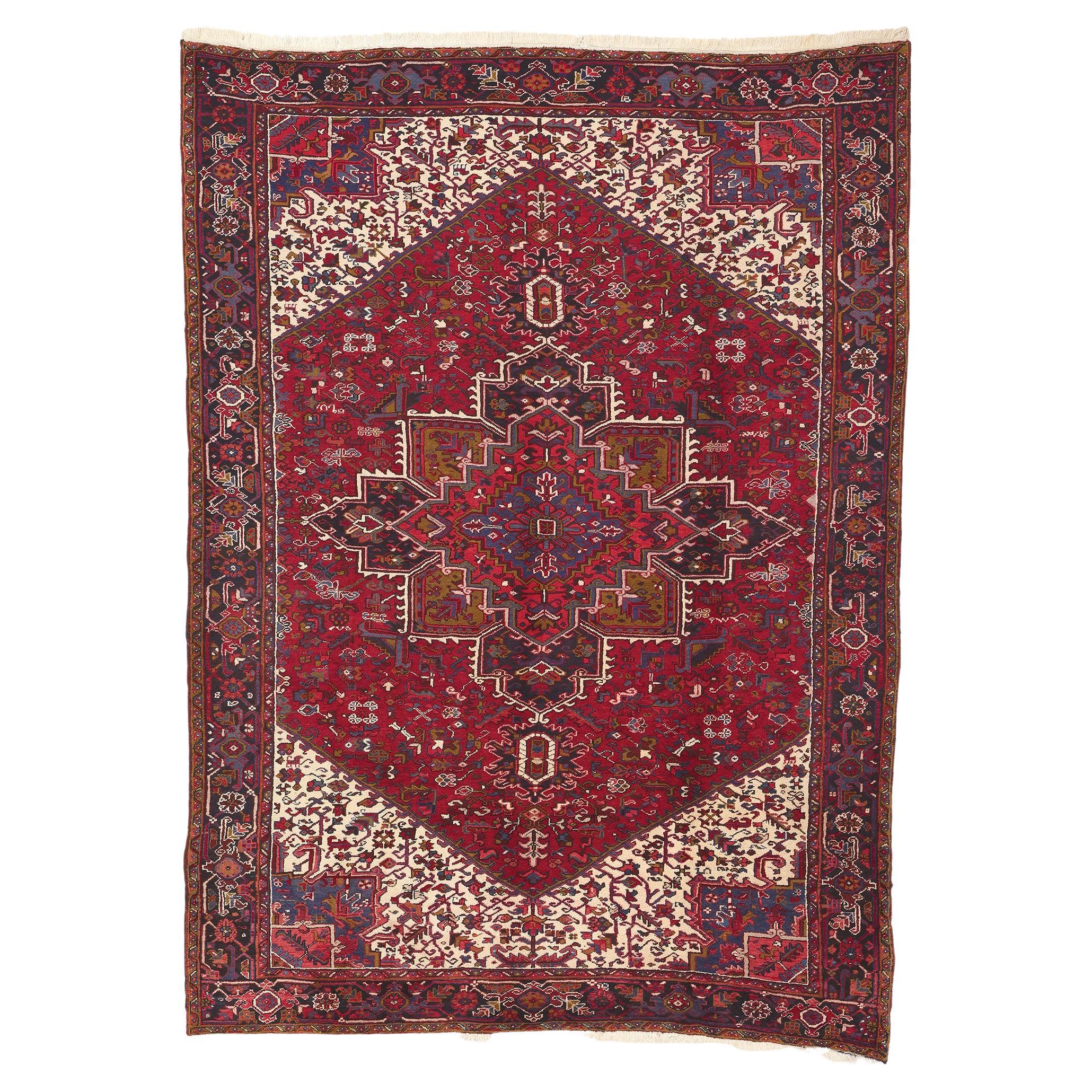 Vintage Persian Heriz Rug, Perpetually Posh Meets Timeless Elegance For Sale