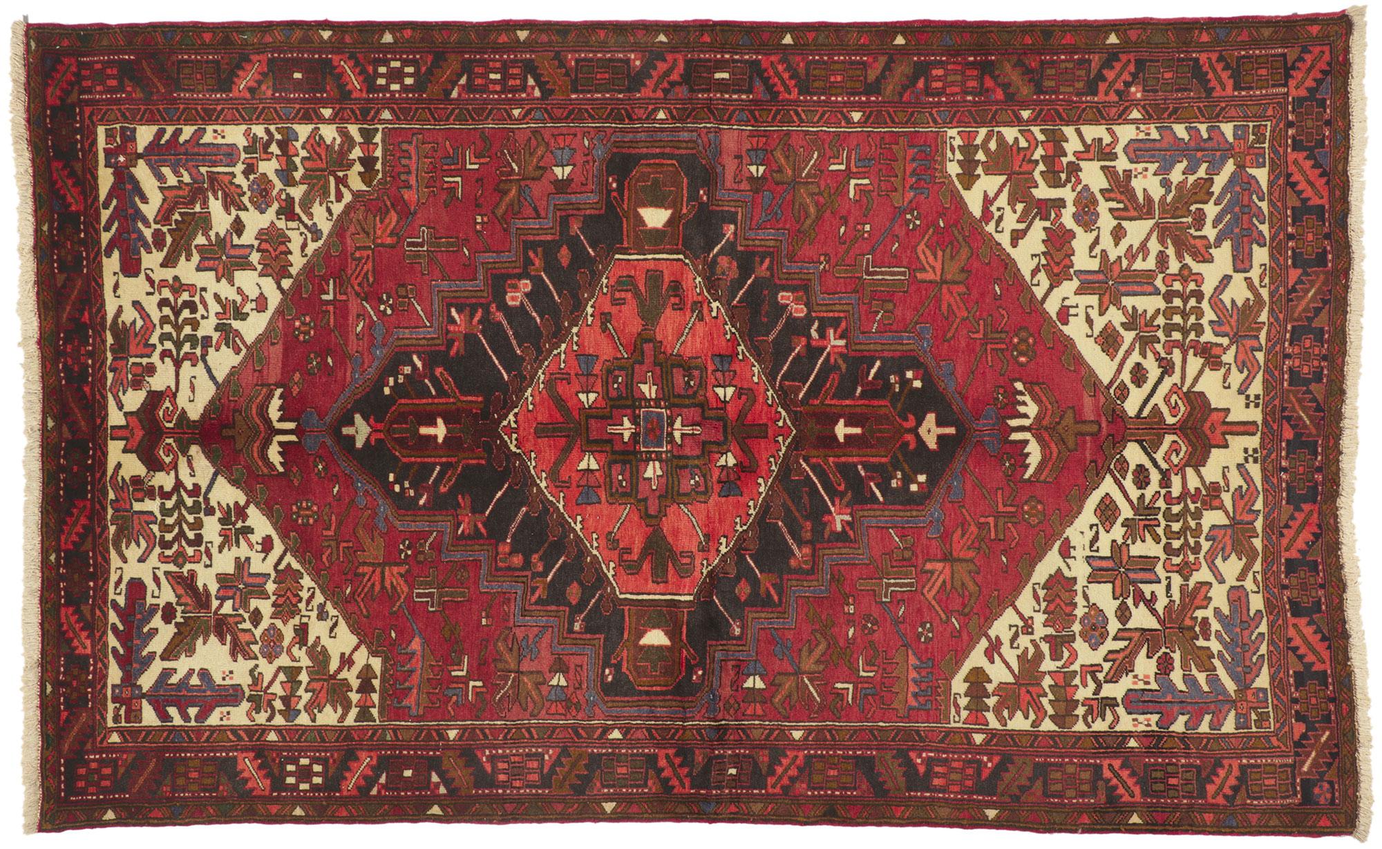 Vintage Persian Heriz Rug with Mid-Century Modern Style For Sale 3