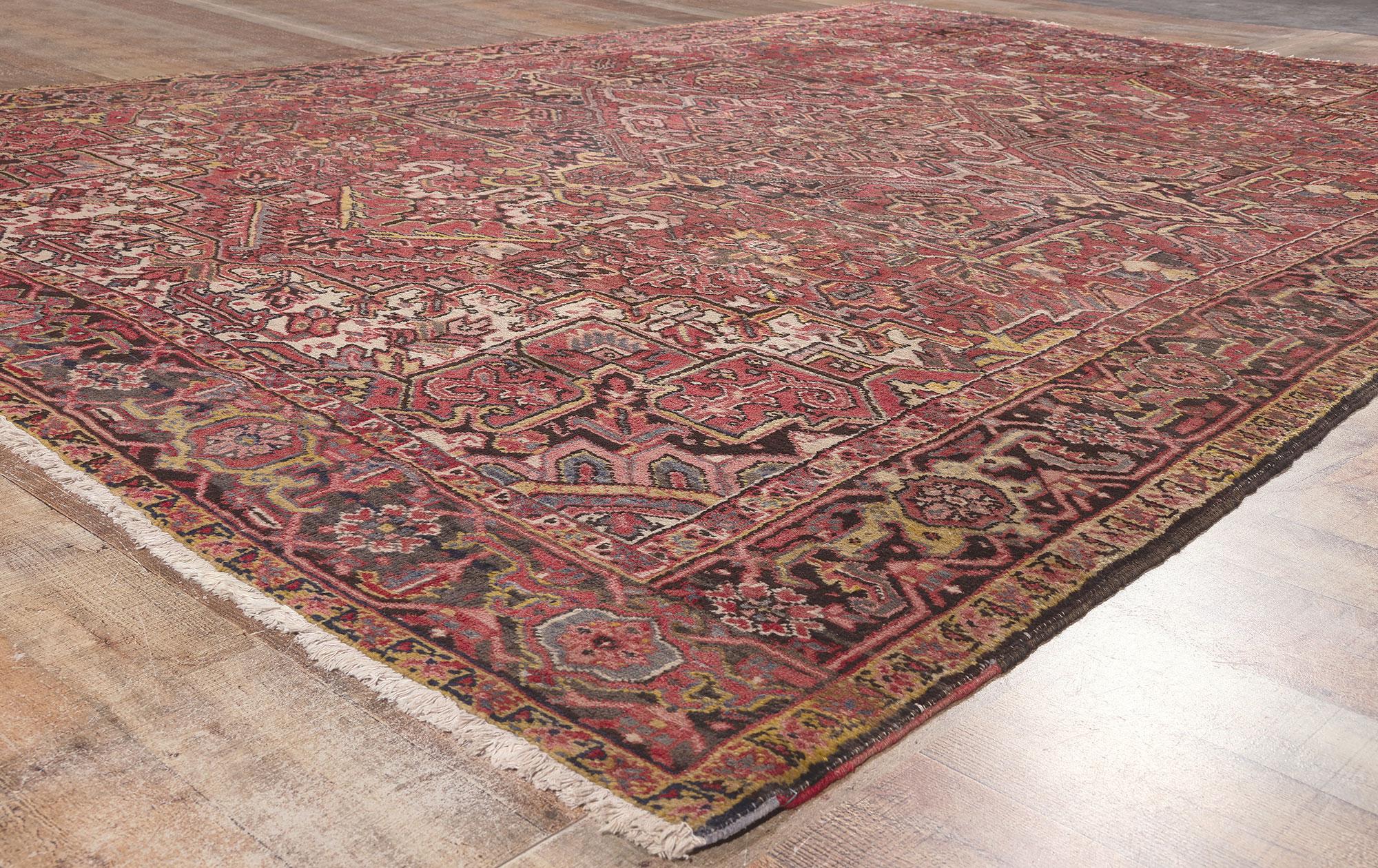 Wool Vintage Persian Heriz Rug, Laid-Back Luxury Meets Traditional Sensibility For Sale