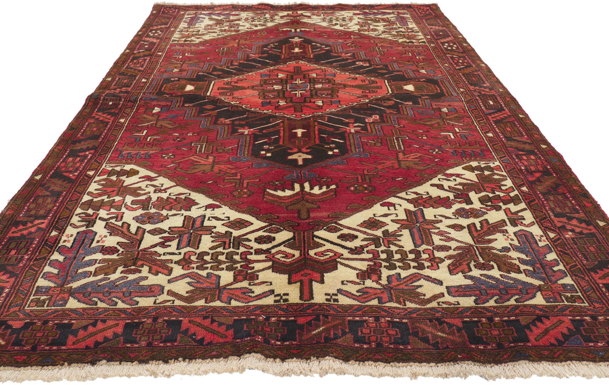 Heriz Serapi Tapis persan vintage Heriz avec style moderne du milieu du siècle dernier en vente