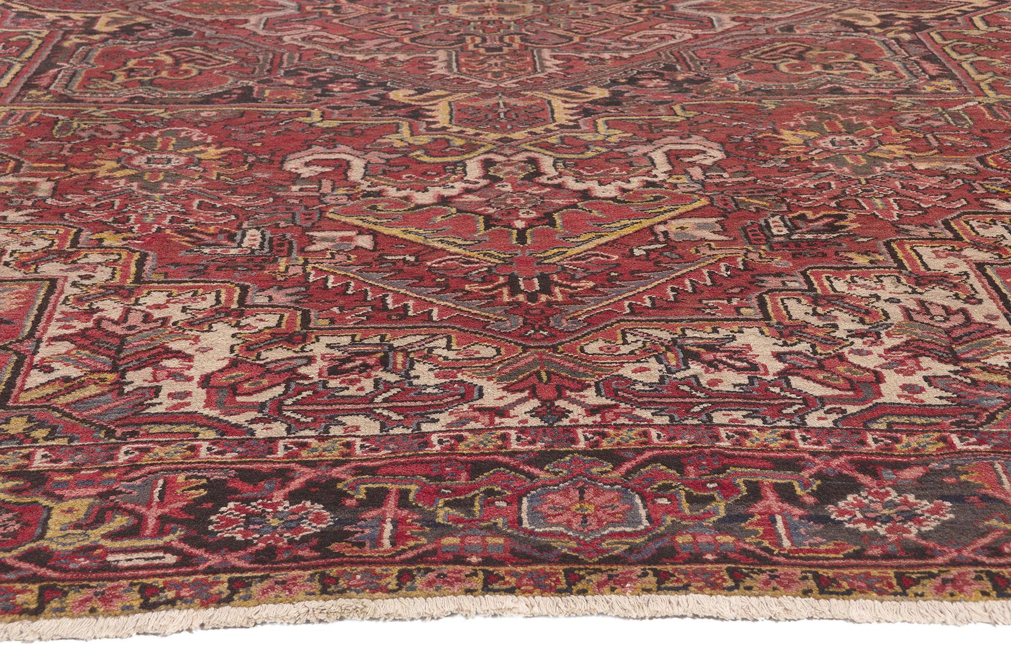 Hand-Knotted Vintage Persian Heriz Rug, Laid-Back Luxury Meets Traditional Sensibility For Sale