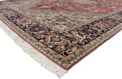 The Crimson Citadel: A Vintage Persian Heriz Masterpiece of Imperial Elegance