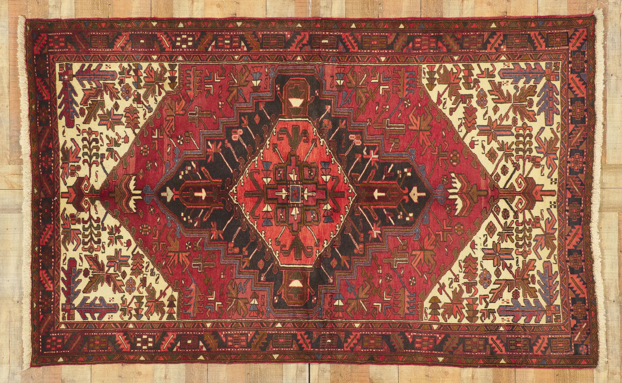 Vintage Persian Heriz Rug with Mid-Century Modern Style For Sale 2