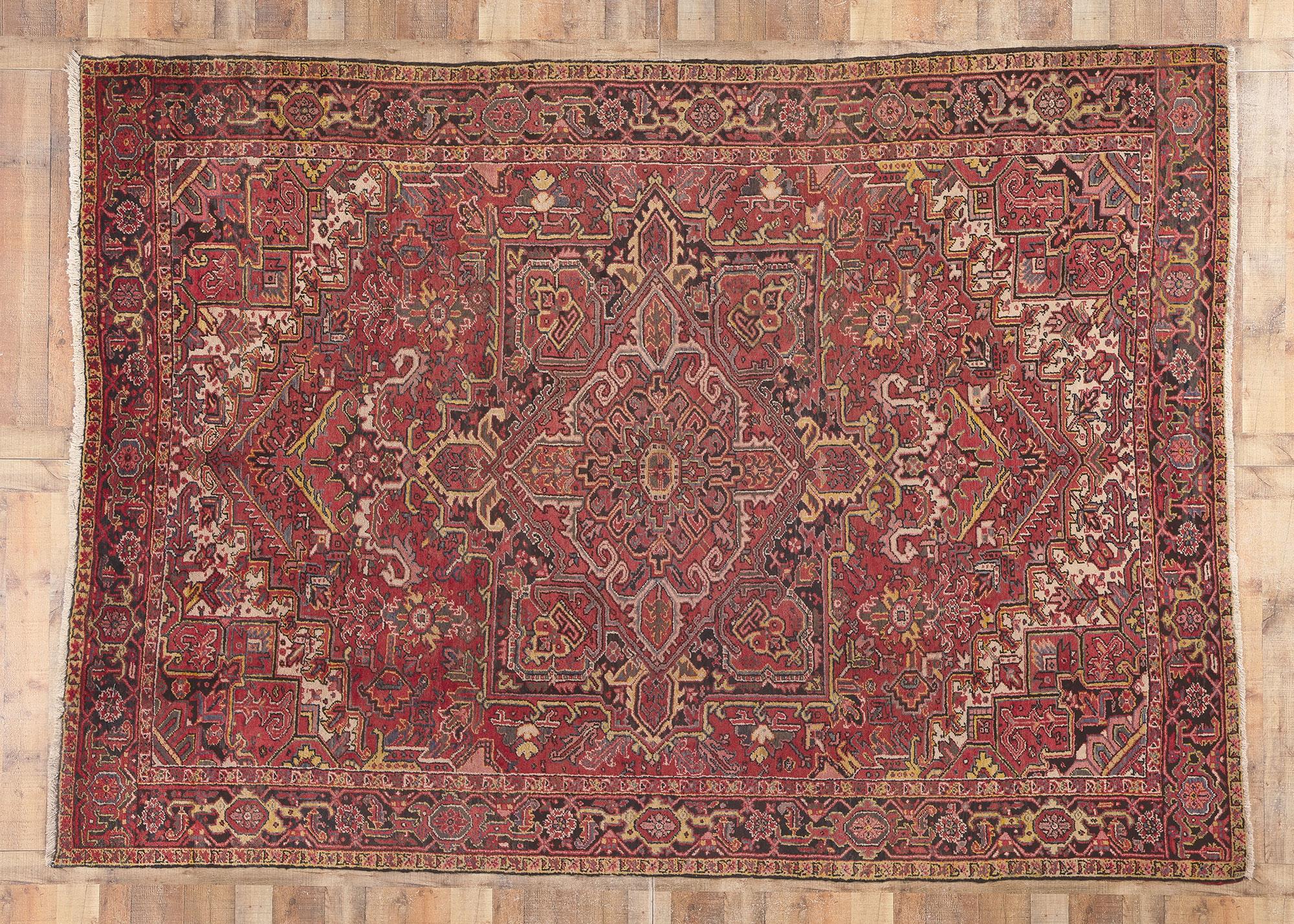 Vintage Persian Heriz Rug, Laid-Back Luxury Meets Traditional Sensibility For Sale 2