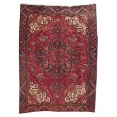 Retro Persian Heriz Rug, Effortlessly Chic Meets Timeless Appeal