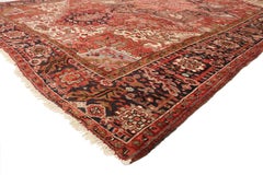Alfombra Persa Heriz Vintage con Estilo Artesano Americano Moderno